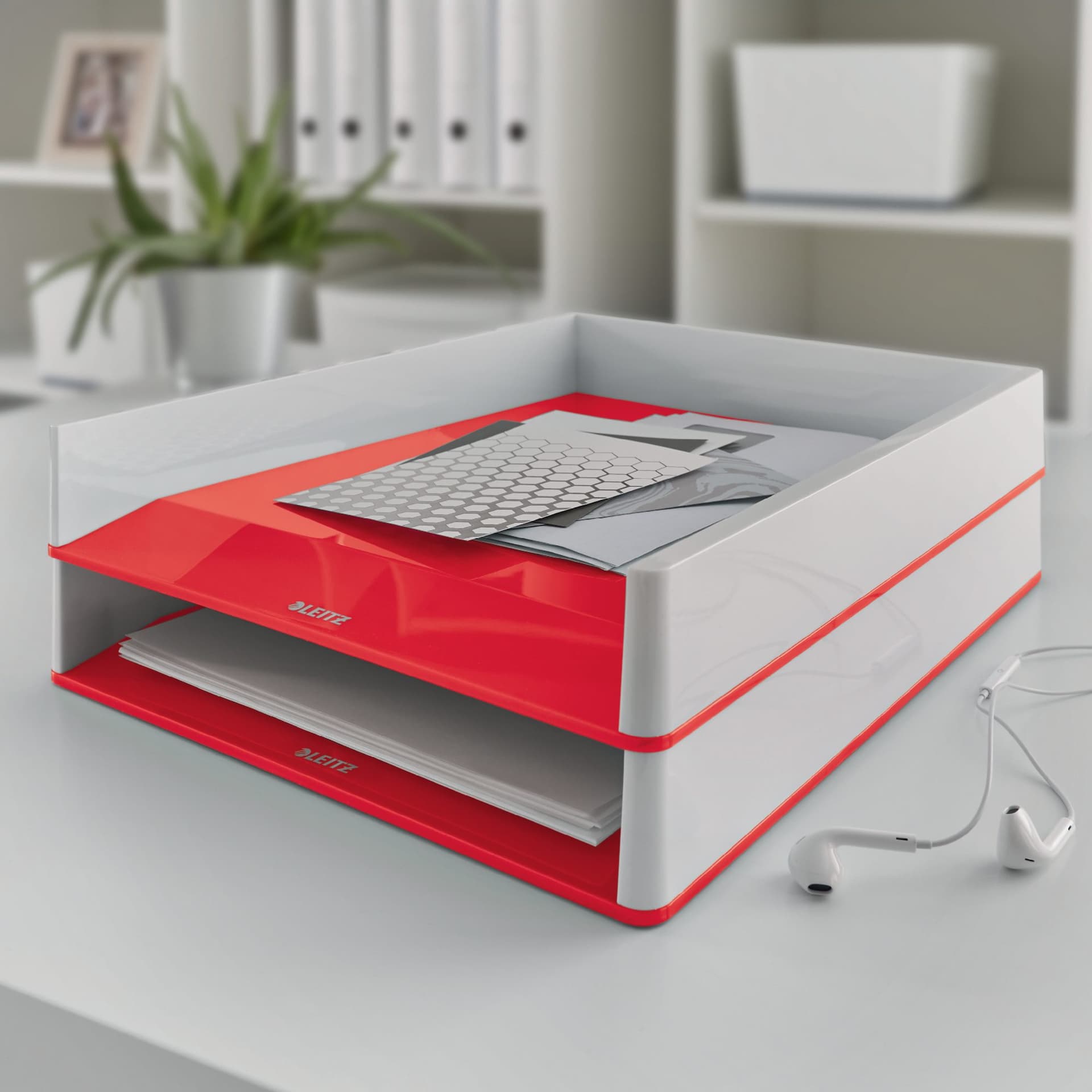 Brievenbak Leitz WOW A4 wit/rood 2