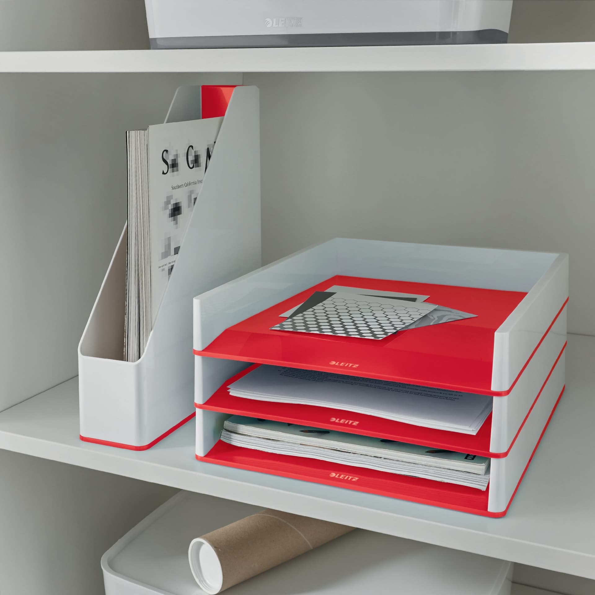 Brievenbak Leitz WOW A4 wit/rood 3