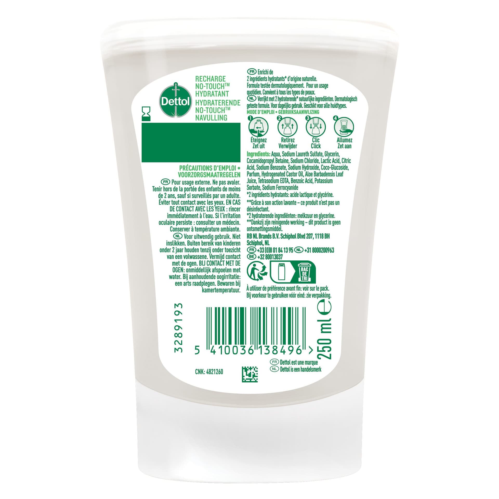 Handzeep Dettol Hydrating Aloe Vera antibacterieël 250ml refill No Touch 2