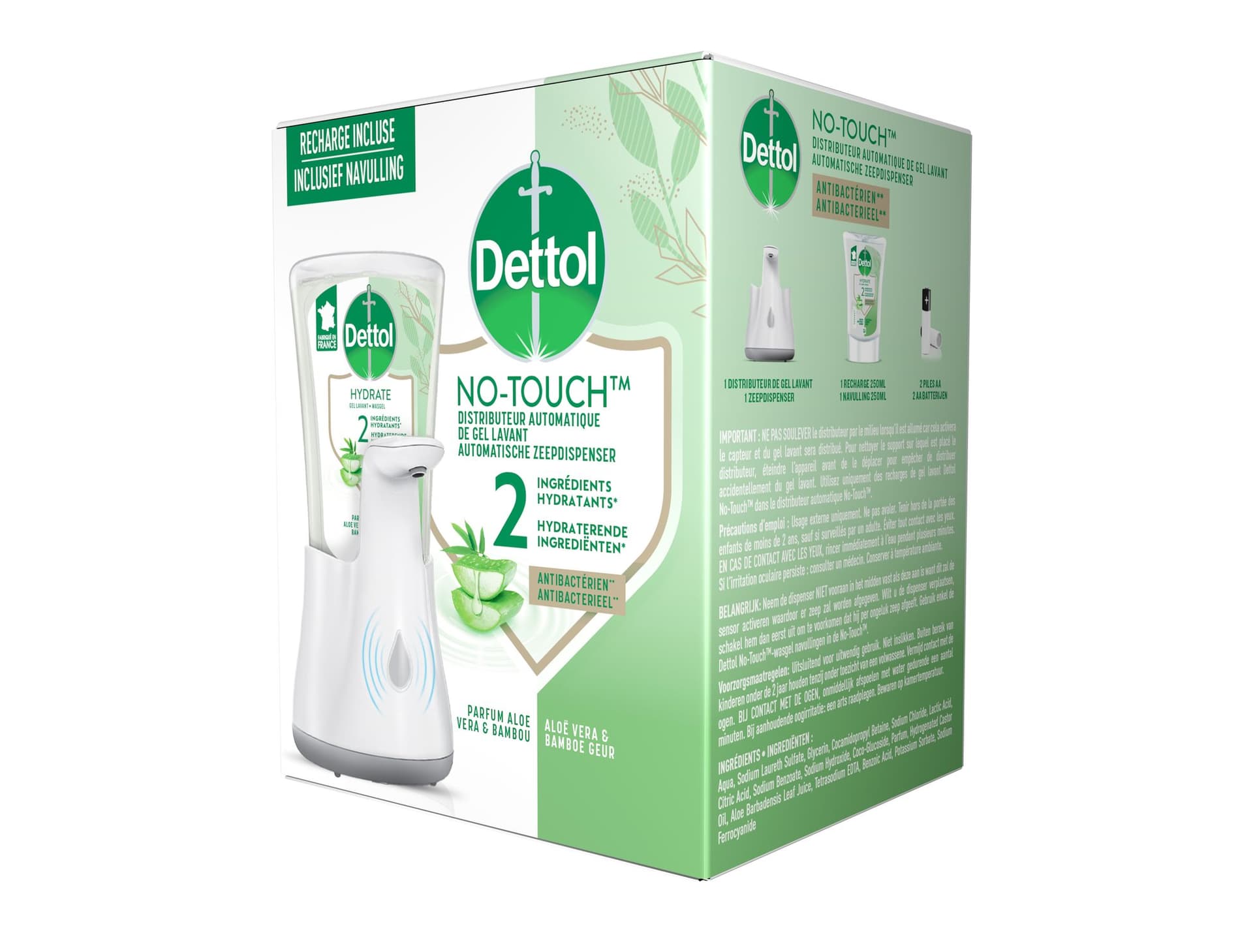 Handzeepdispenser Dettol Hydrating No Touch Kit met zeep 250ml 2