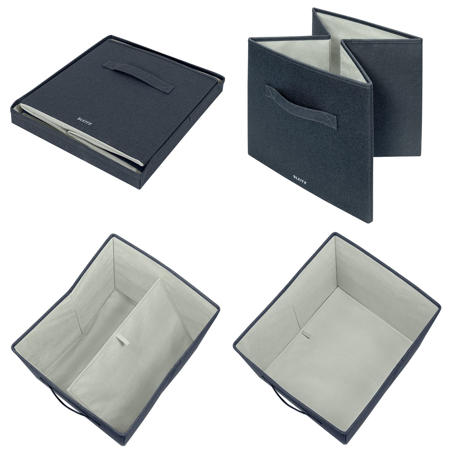 Opbergdoos Leitz gestoffeerd met deksel 330x325x380mm grijs 2 st 4