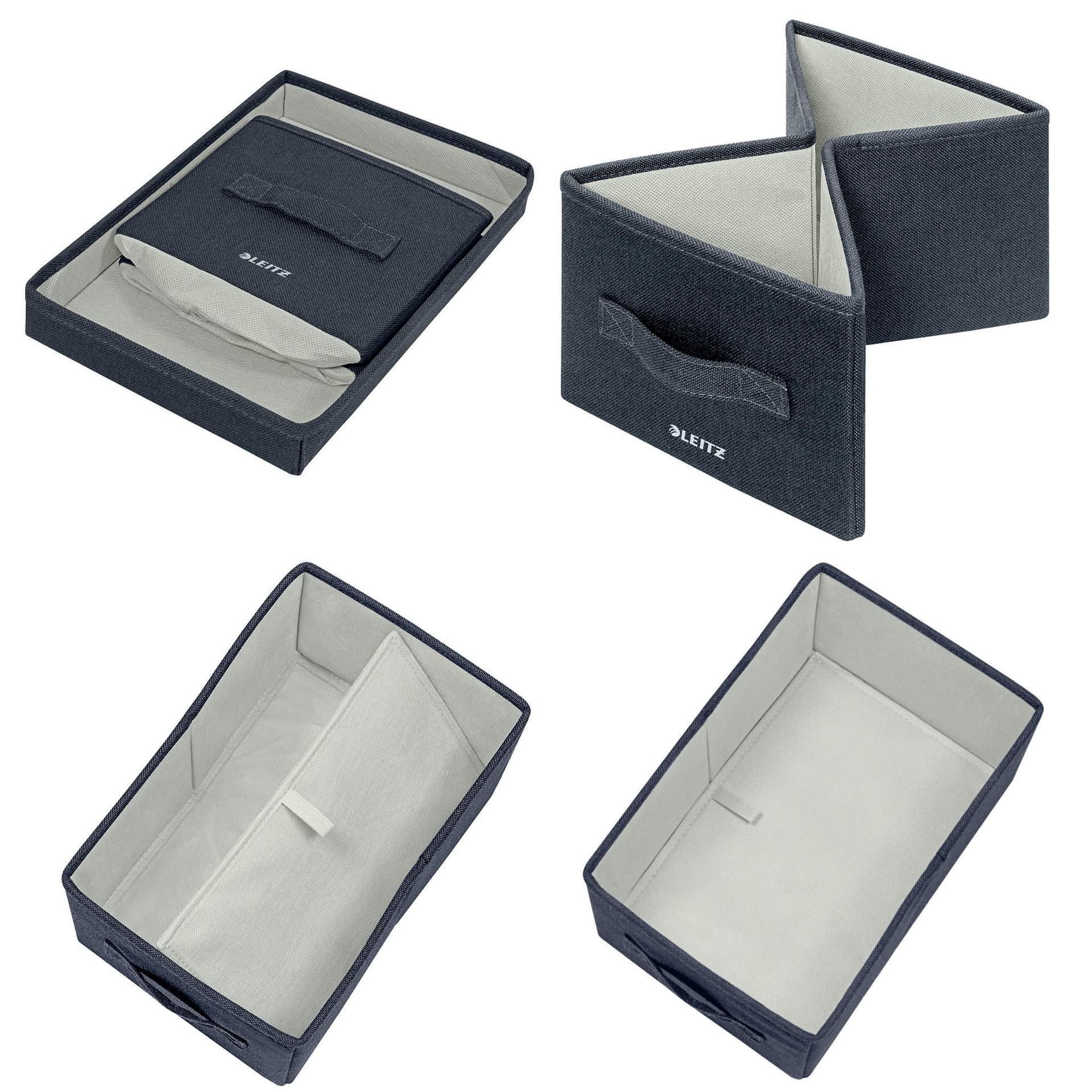 Opbergdoos Leitz gestoffeerd met deksel 190x160x285mm grijs 2 st 4