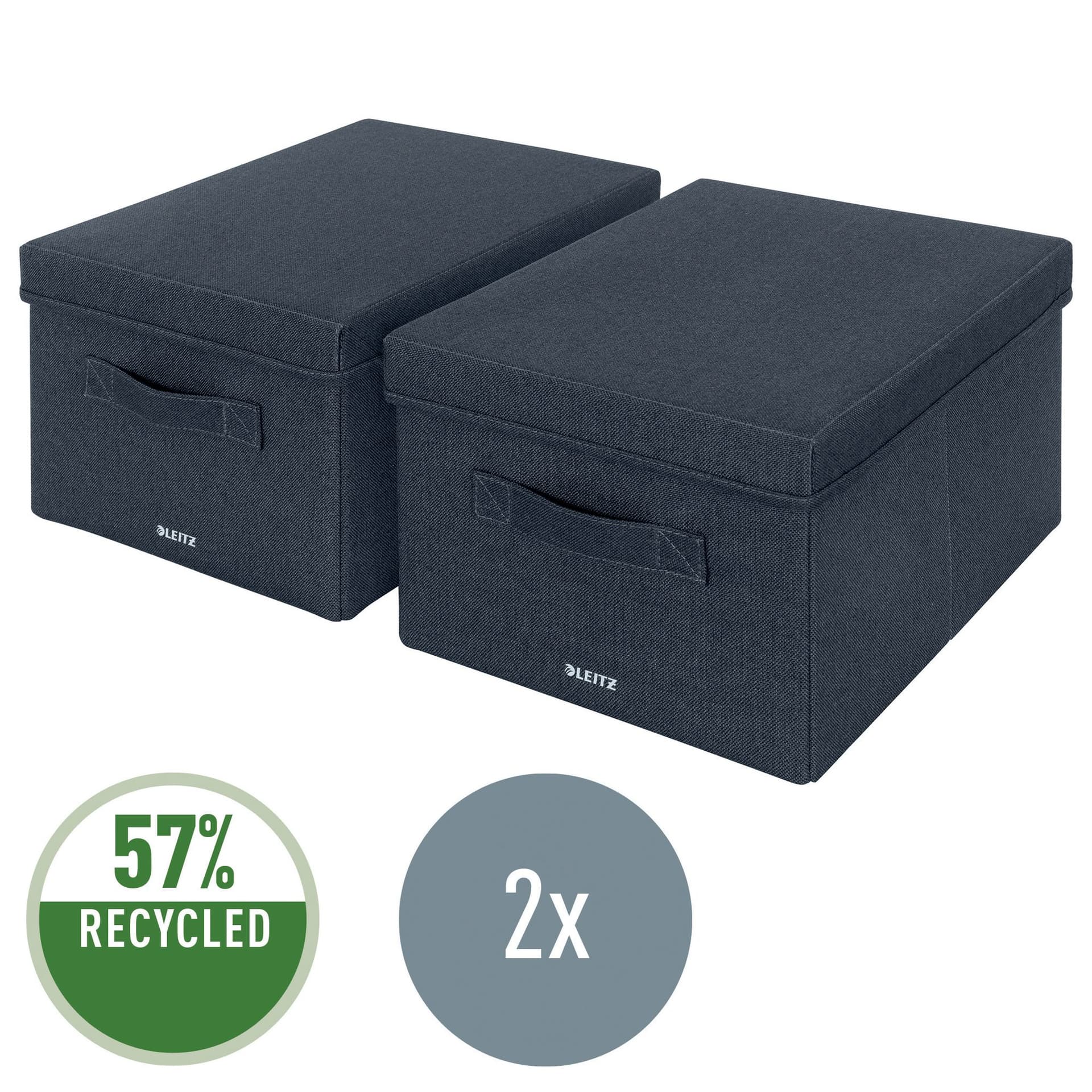 Opbergdoos Leitz gestoffeerd met deksel 285x203x380mm grijs 2 st 2