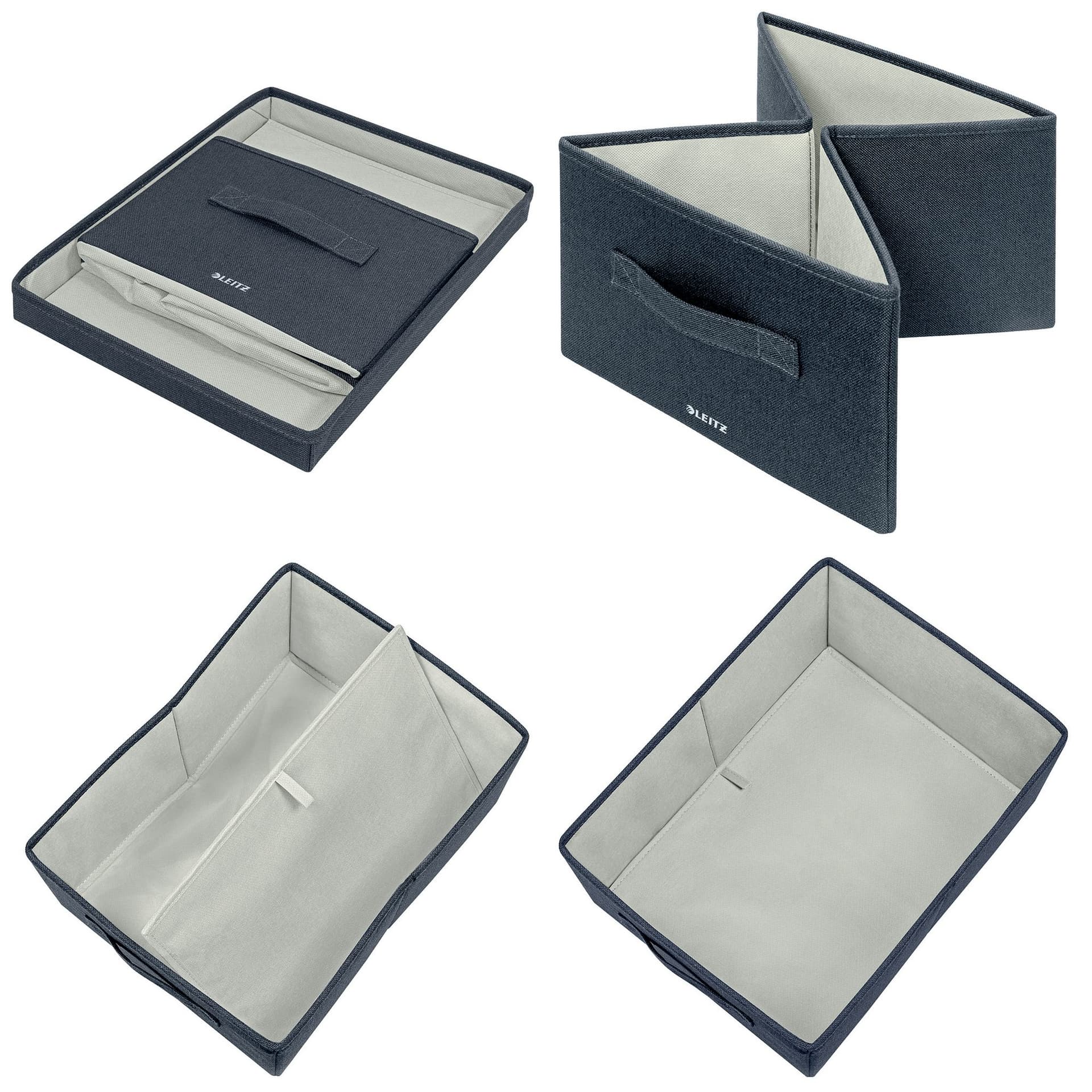 Opbergdoos Leitz gestoffeerd met deksel 285x203x380mm grijs 2 st 4