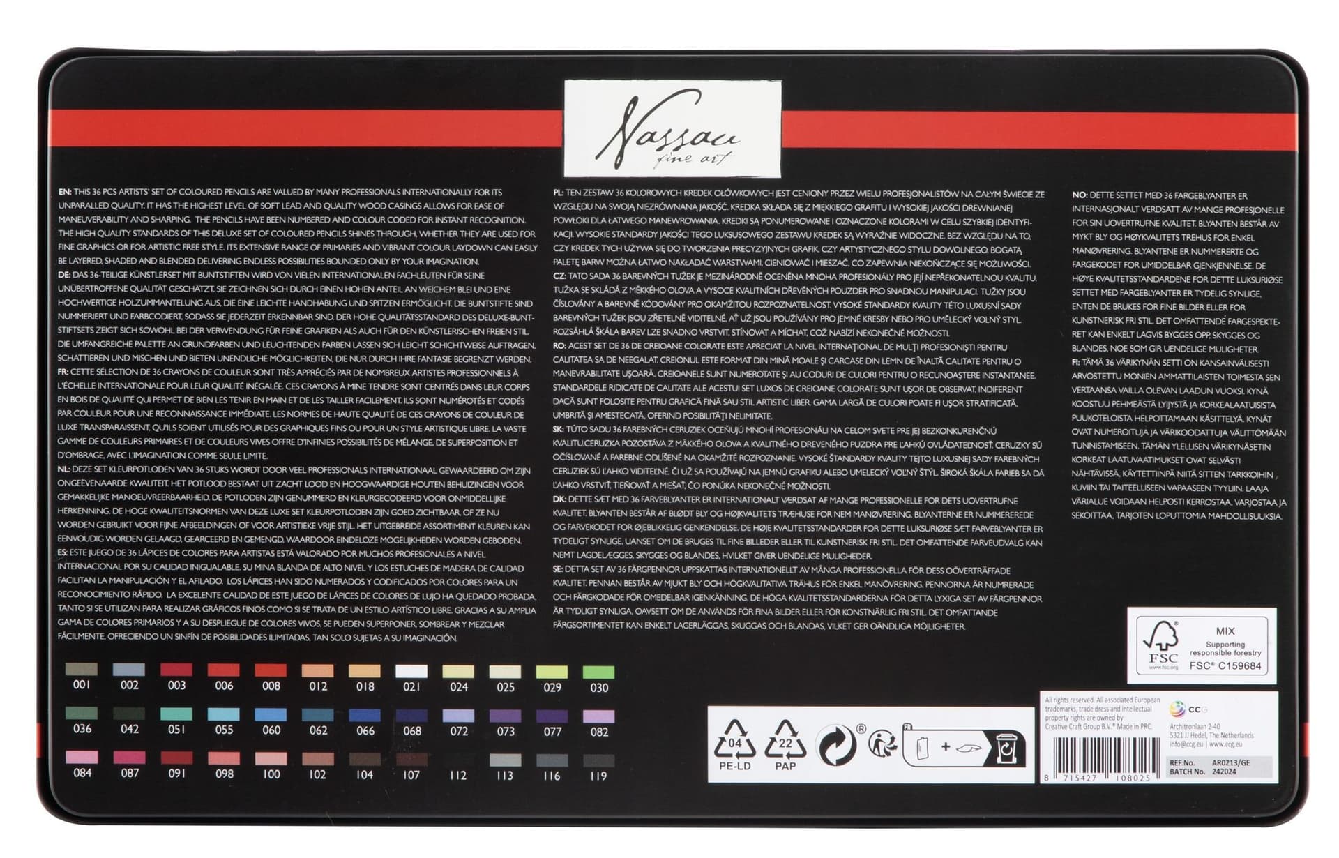 Kleurpotloden Nassau fine art assorti blik à 36 stuks 3