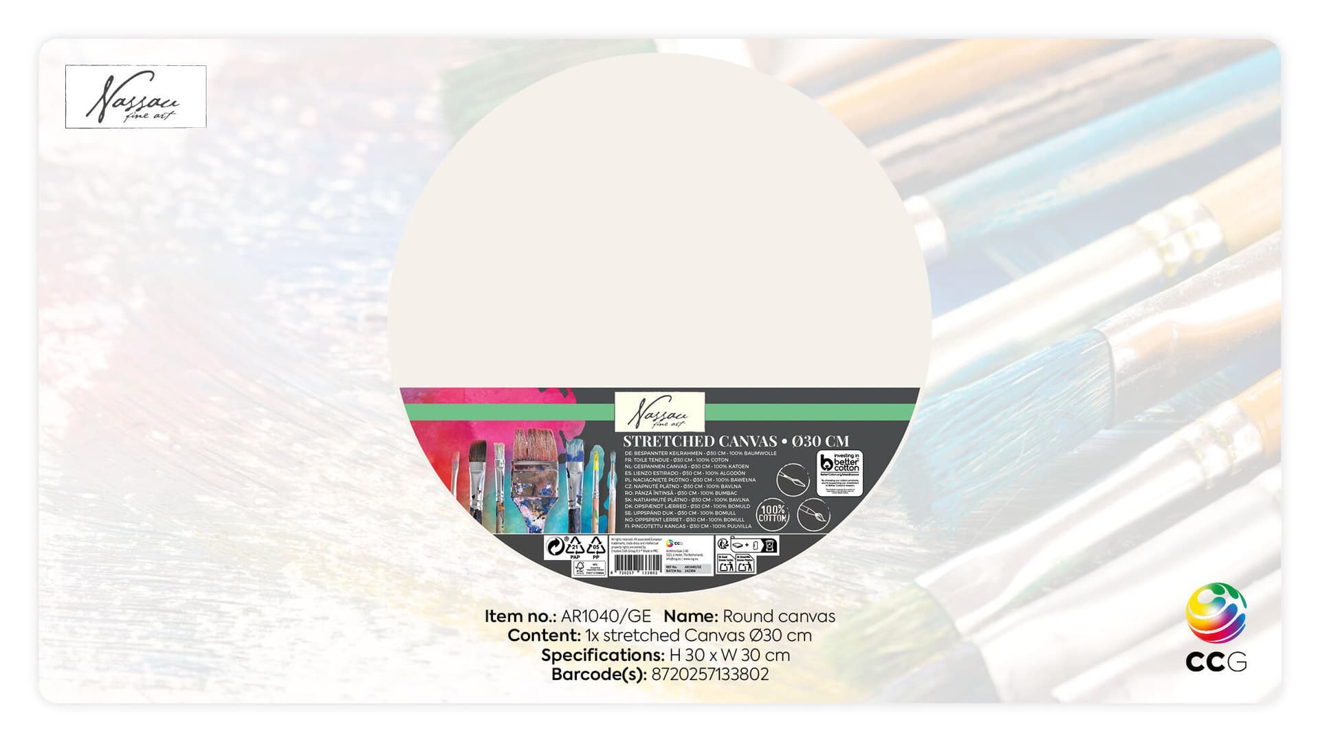 Canvas Nassau fine art rond 30cm 100% katoen 3