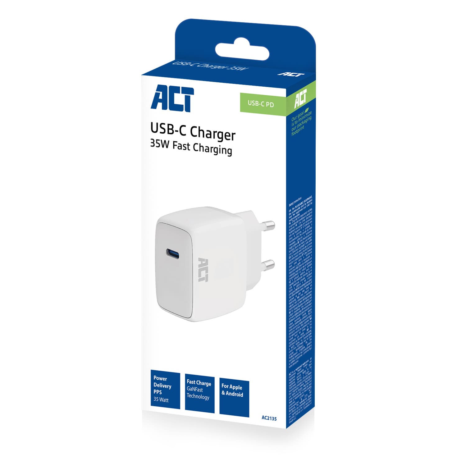 Oplader ACT 35w 1-poort usb c wit 5