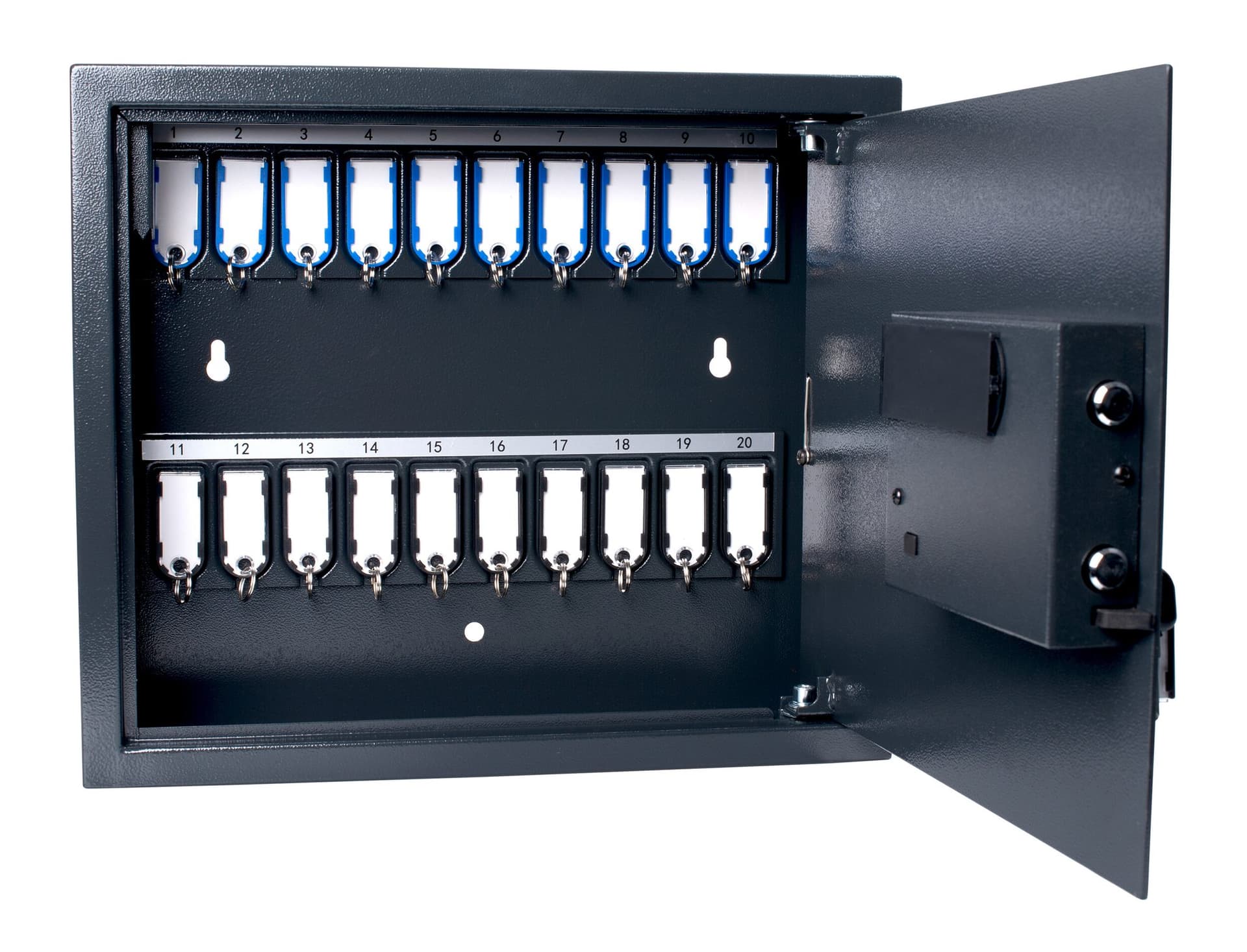 Sleutelkast Pavo High security Magnettag met fingerprintslot 20 haken 350x410x100mm 3