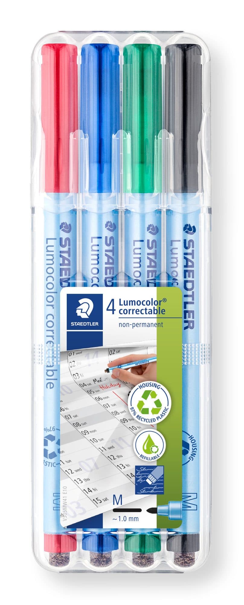 Viltstift Staedtler Lumocolor 305 non permanent correctable M ass 4st
