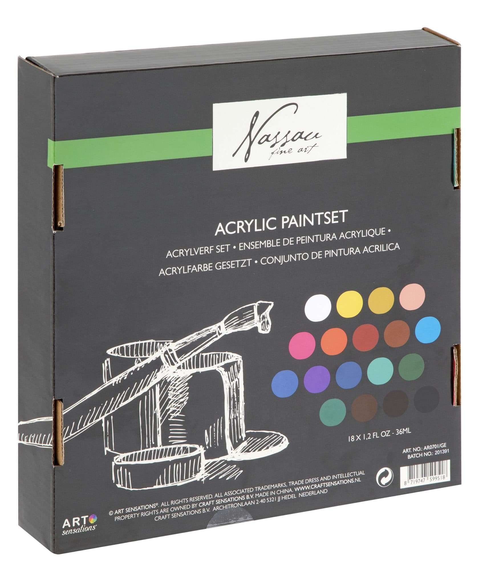 Acrylverf Nassau fine art doos à 18 tubes à 36ml 2