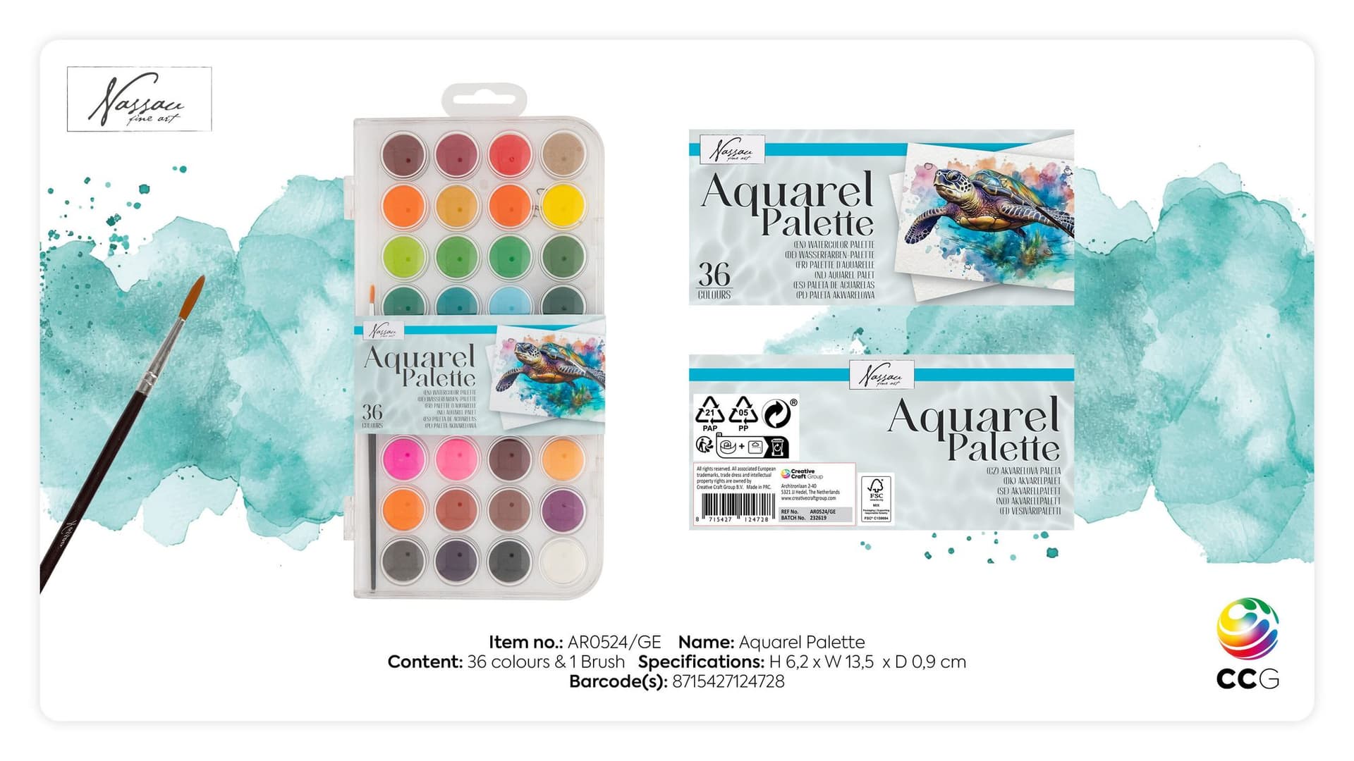 Aquarelverf Nassau fine art doos à 36 napjes 4