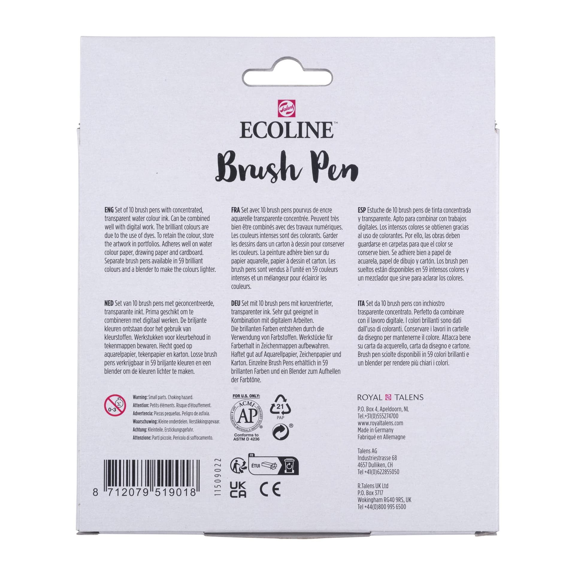 Brushpen Talens Ecoline set à 10 stuks primair 4