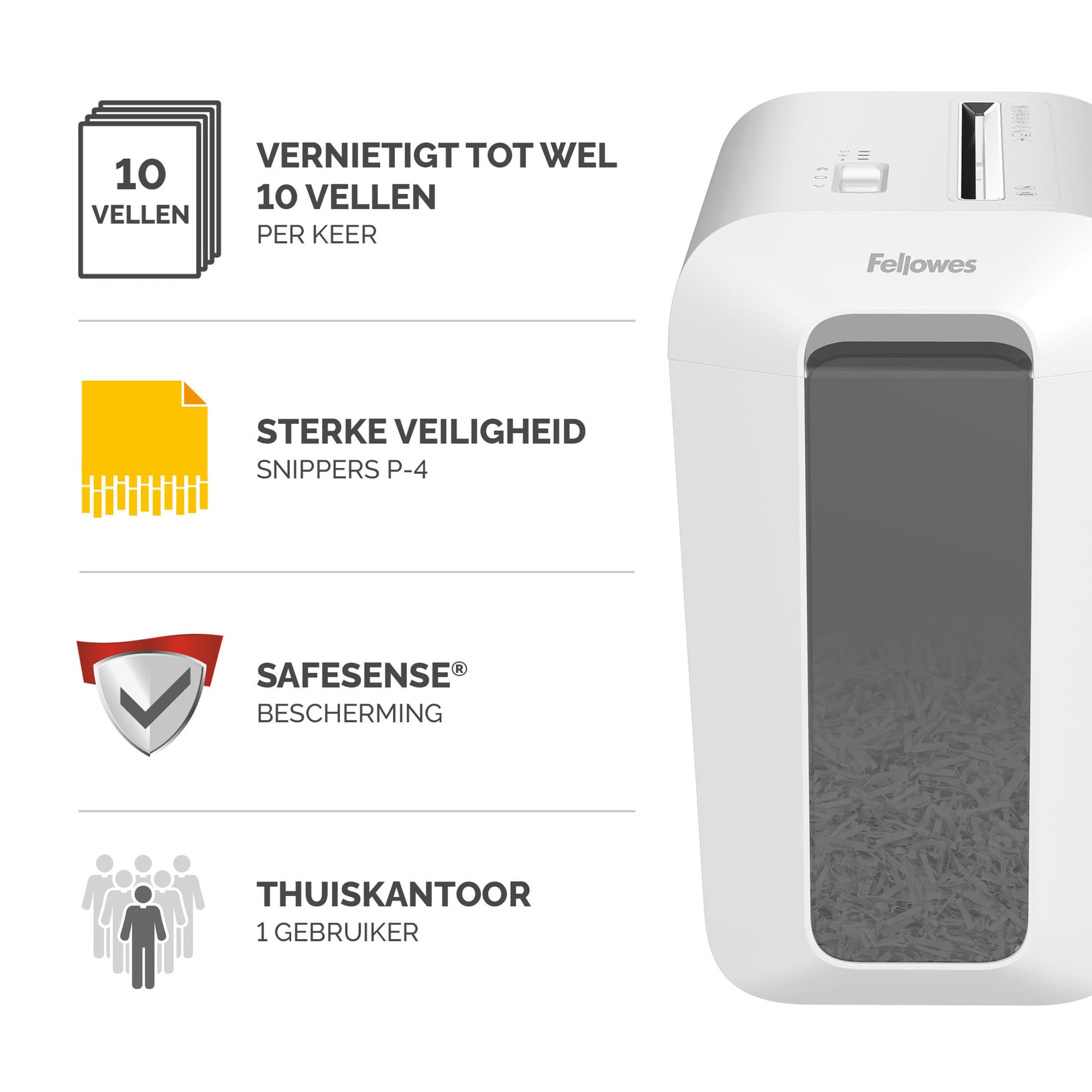 Papiervernietiger Fellowes Powershred LX65 snippers 4x40mm wit 3