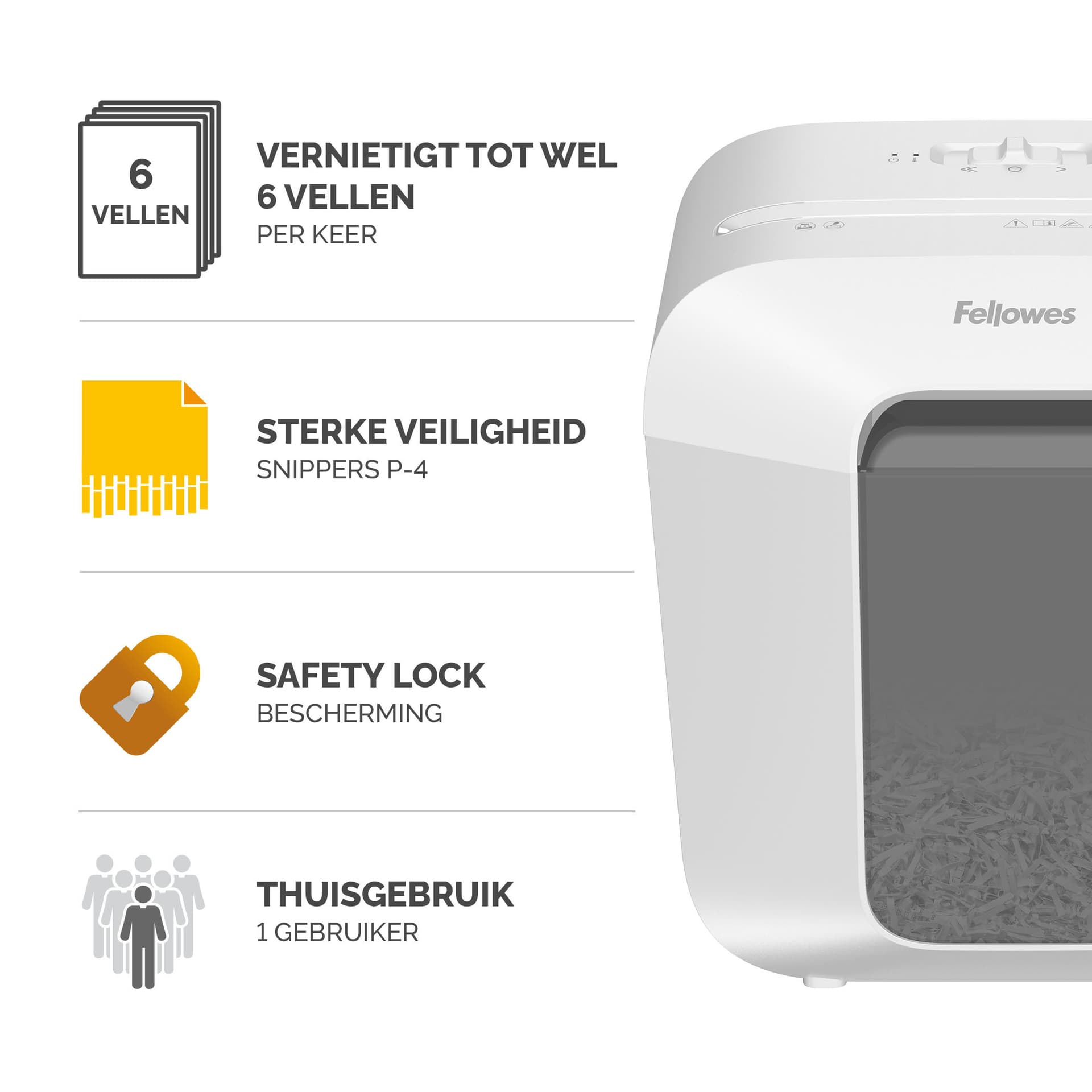 Papiervernietiger Fellowes Powershred LX25 snippers 4x37mm wit 3