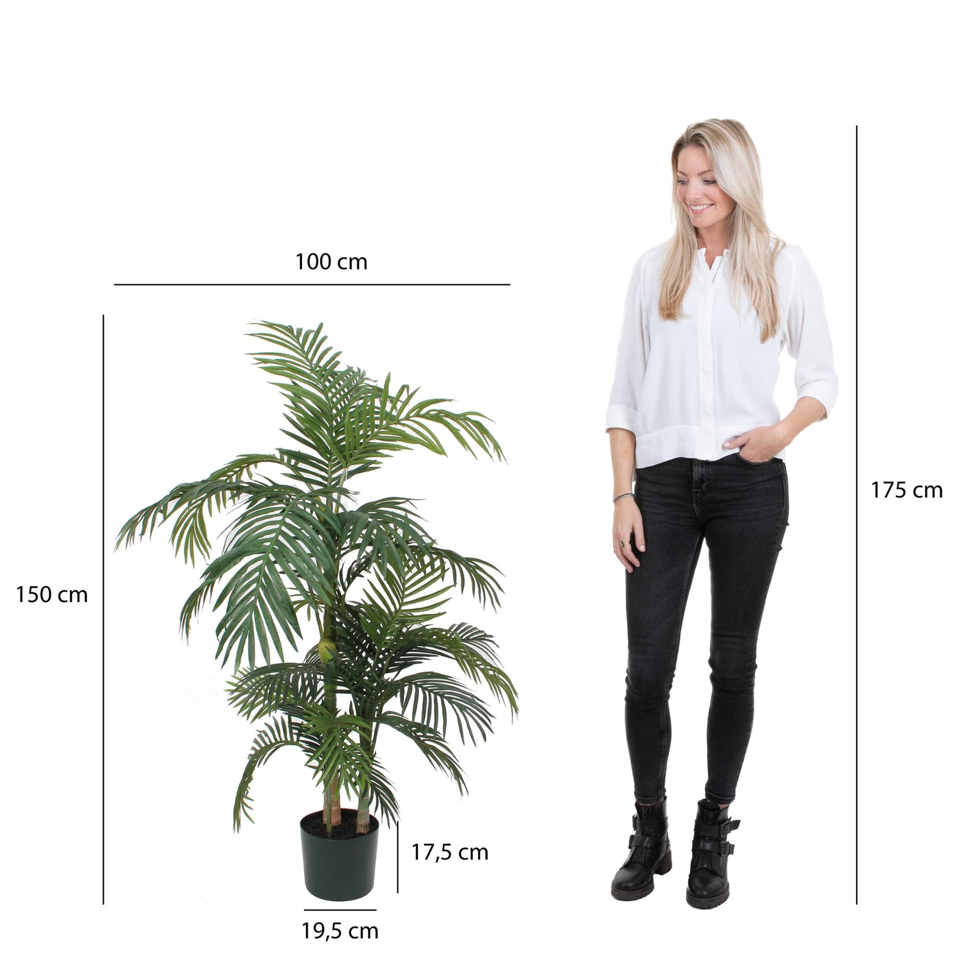 Kunstplant Mica Areca palm in plastic pot 150x100cm 4