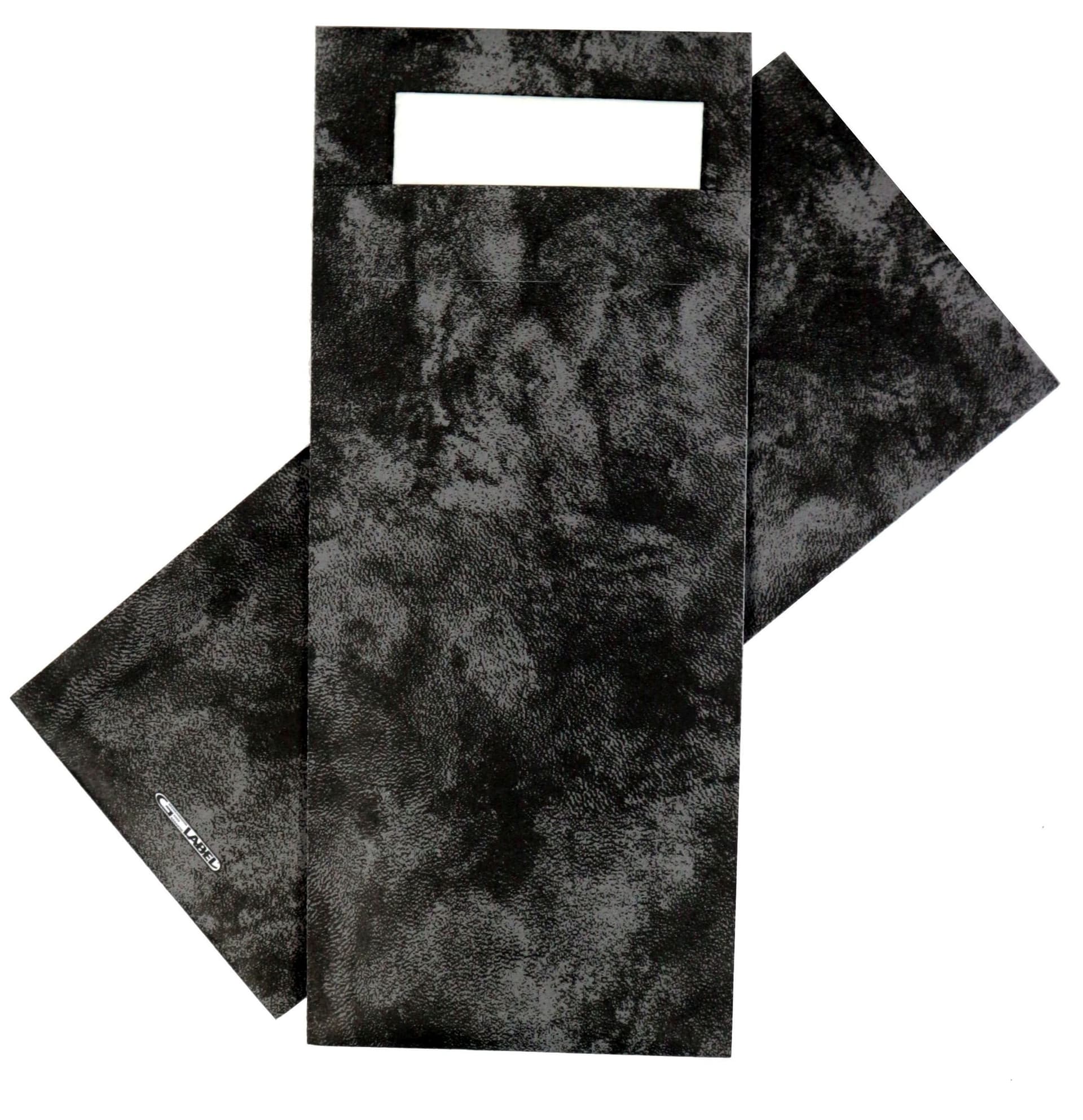 Bestekzakje IEZZY 190x85mm zwart gemarmerd met wit servet 500st