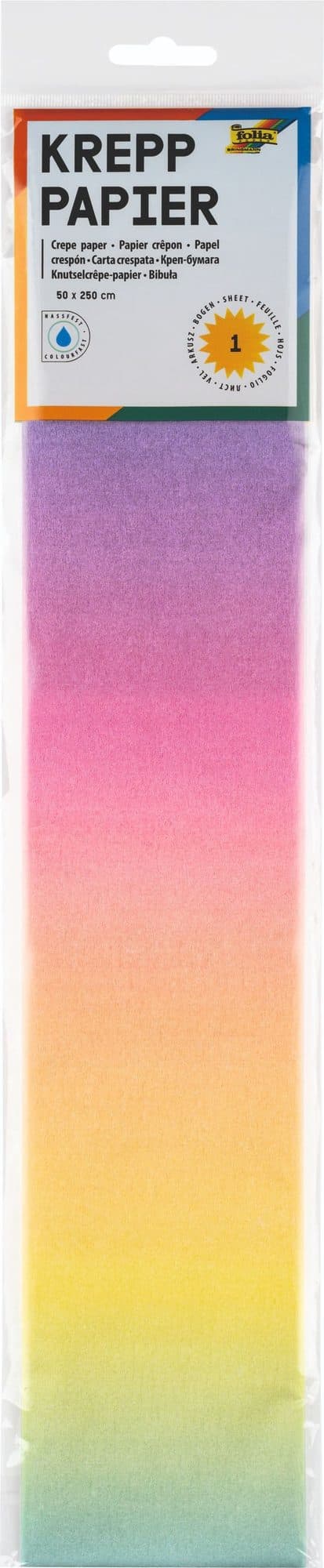 Crêpepapier Folia 50x250cm 10vel 1650 regenboog