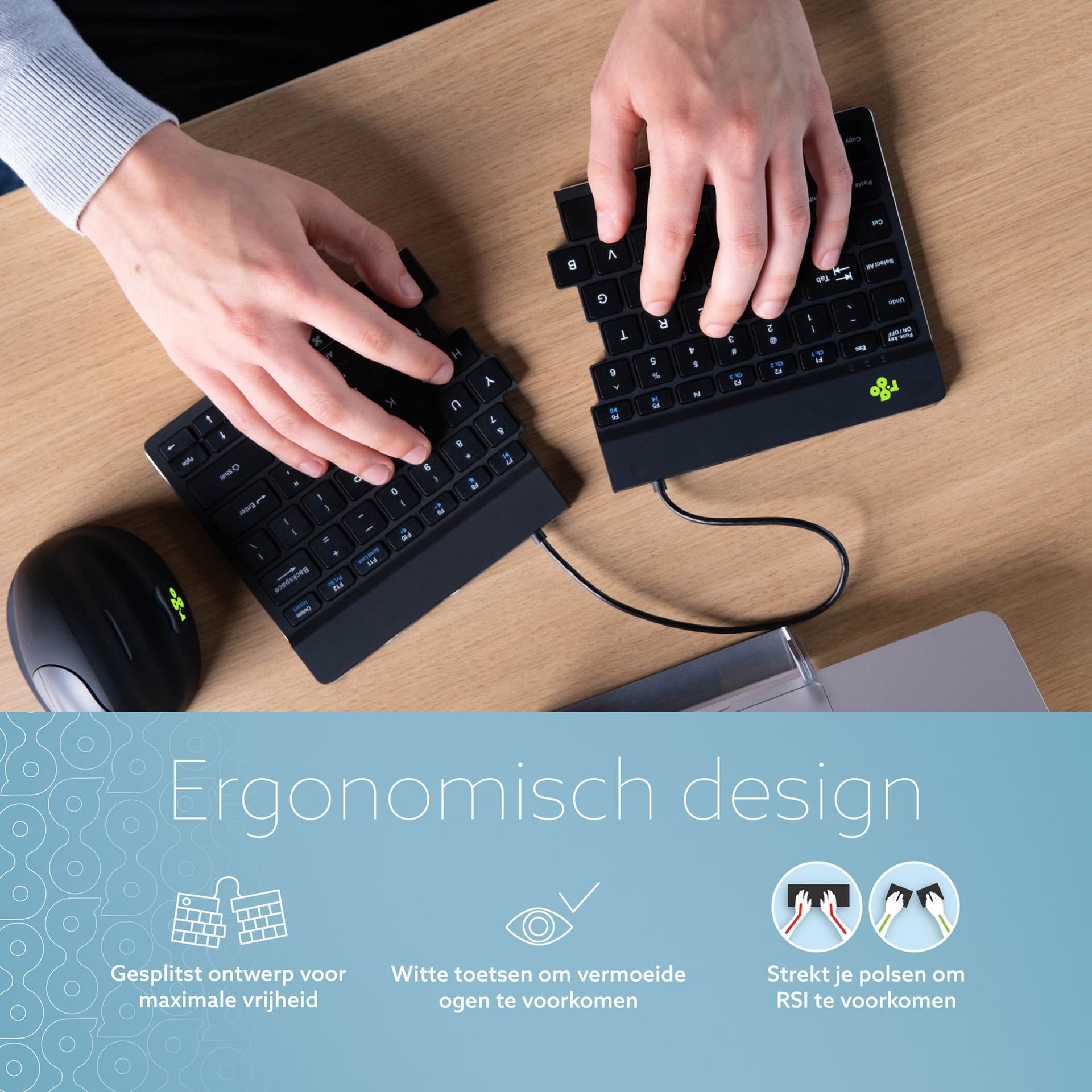 Toetsenbord R-Go Split Break QWERTY WL zwart 3