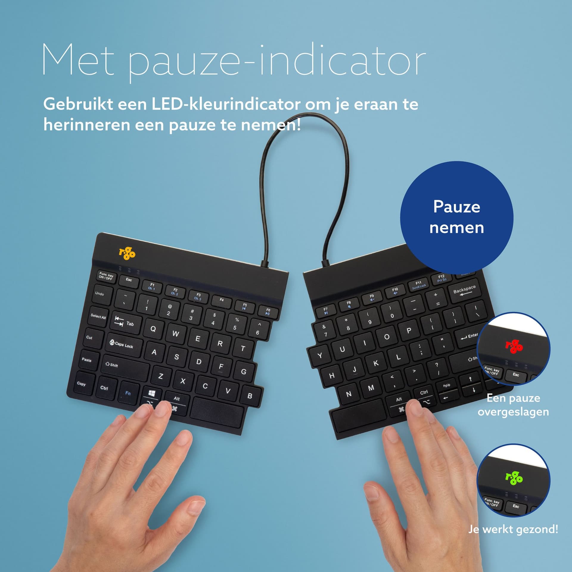 Toetsenbord R-Go Split Break QWERTY WL zwart 4