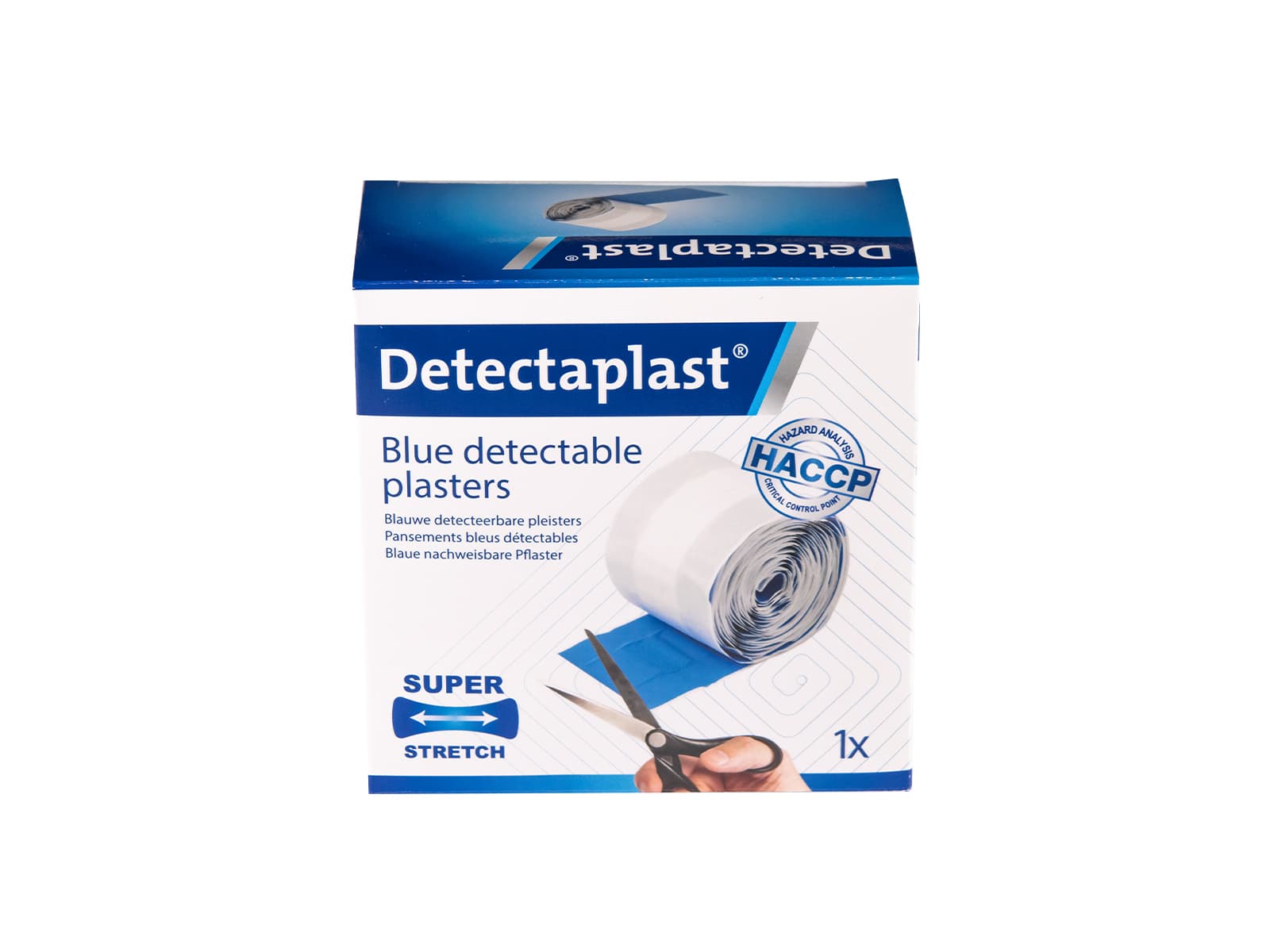 Elastische blauwe textielpleister Detectaplast 6cmx5m 2