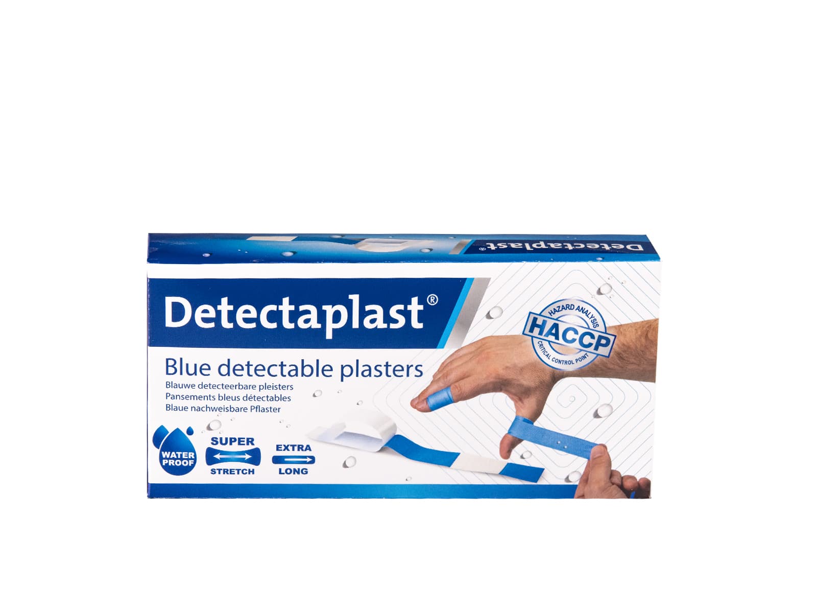 Waterafstotende blauwe pleister Detectaplast 180x20mm 100 stuks 2