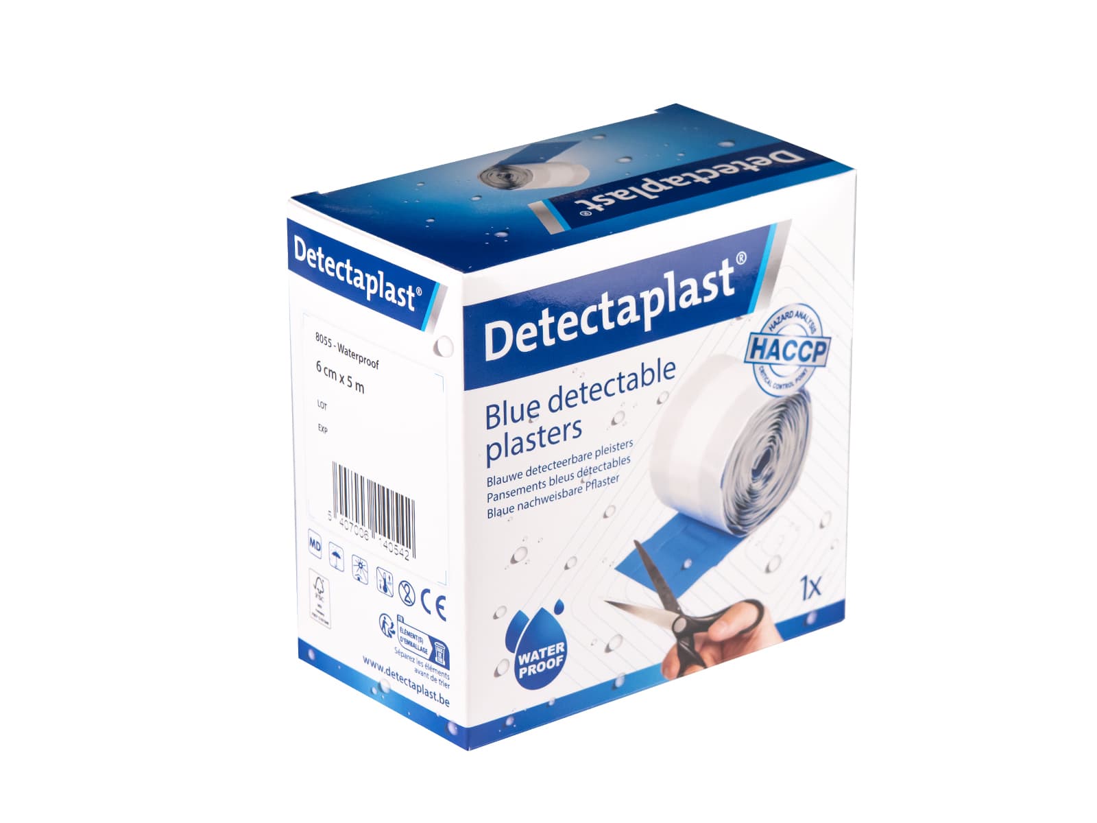 Waterafstotende blauwe pleister Detectaplast 6cmx5m 3