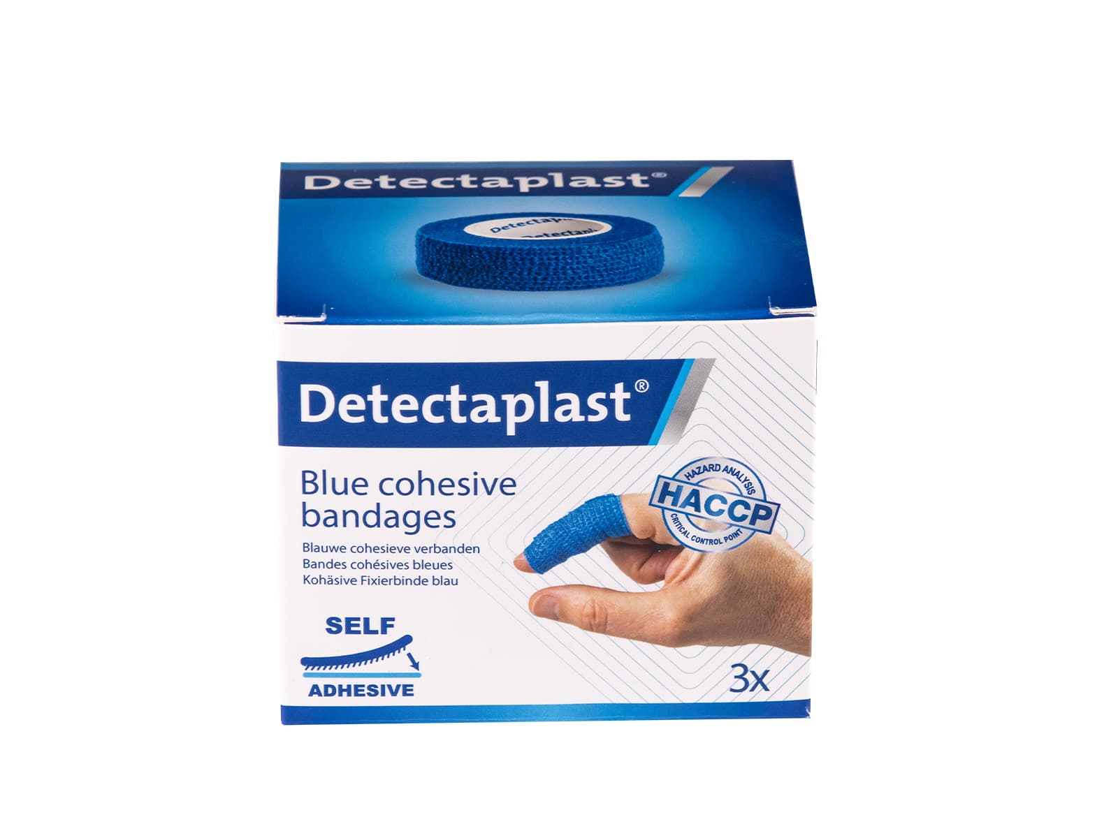 Snelpleister blauw Detectaplast 2,5cmx4,5m 3 stuks 2