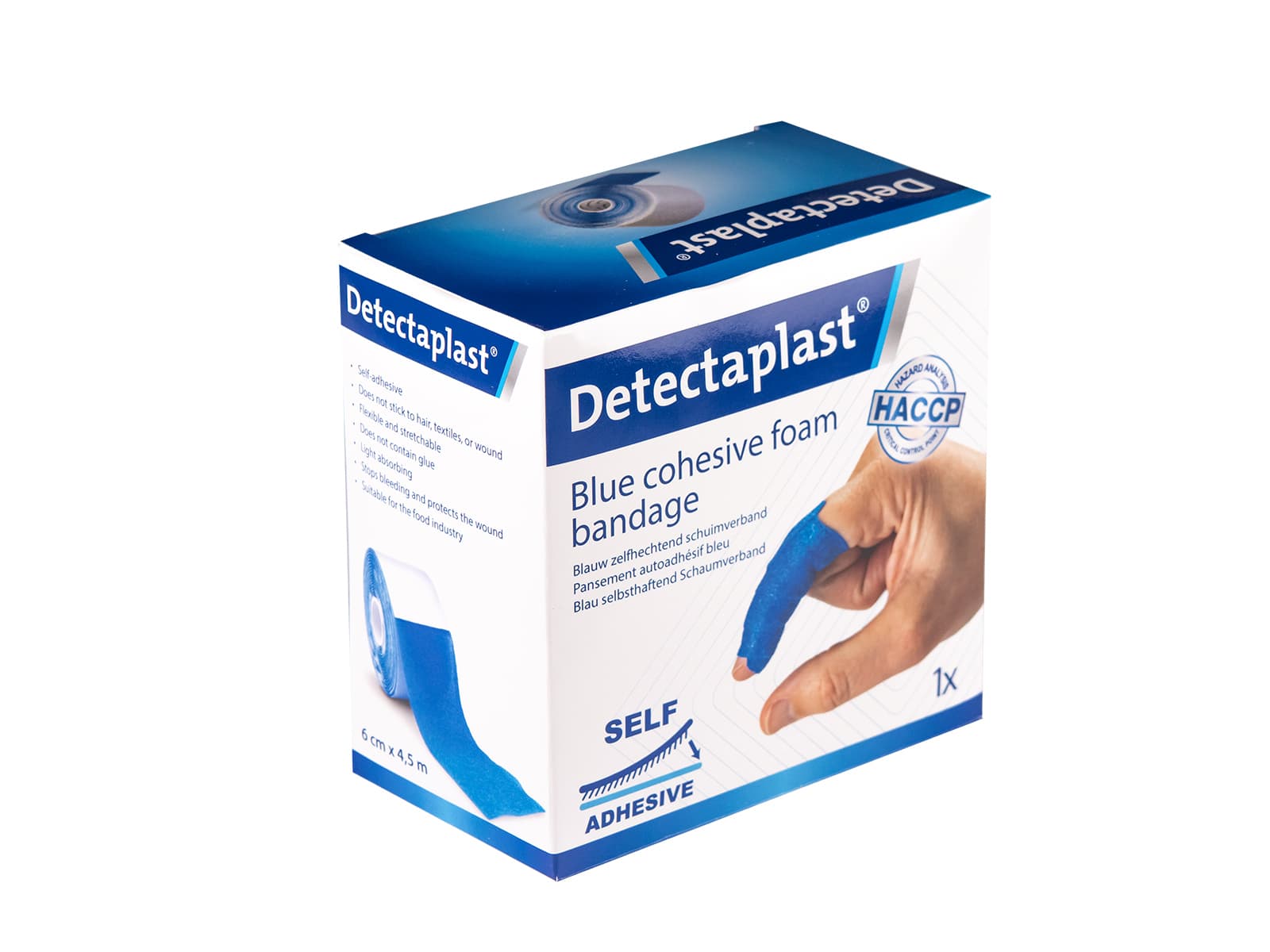 Foamverband blauw Detectaplast 6cmx4,5m 3