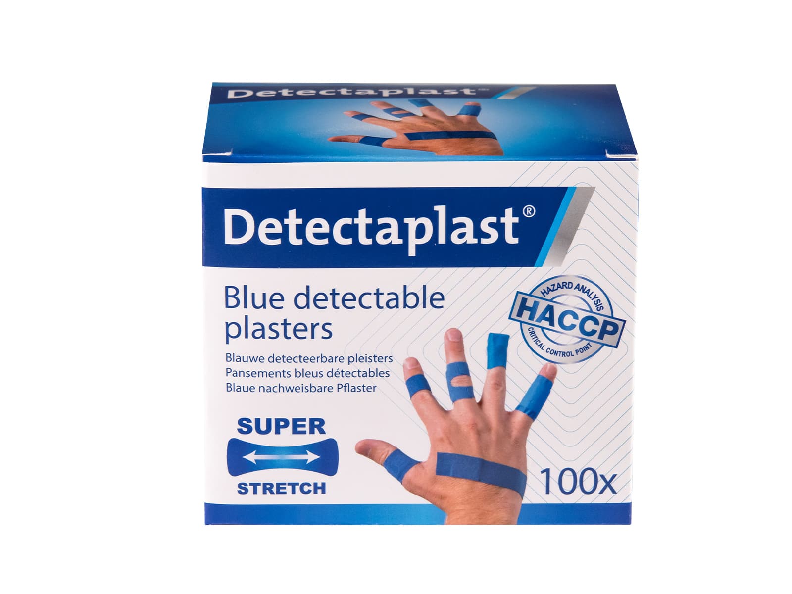 Elastische blauwe textielpleister Detectaplast assorti 100 stuks 2