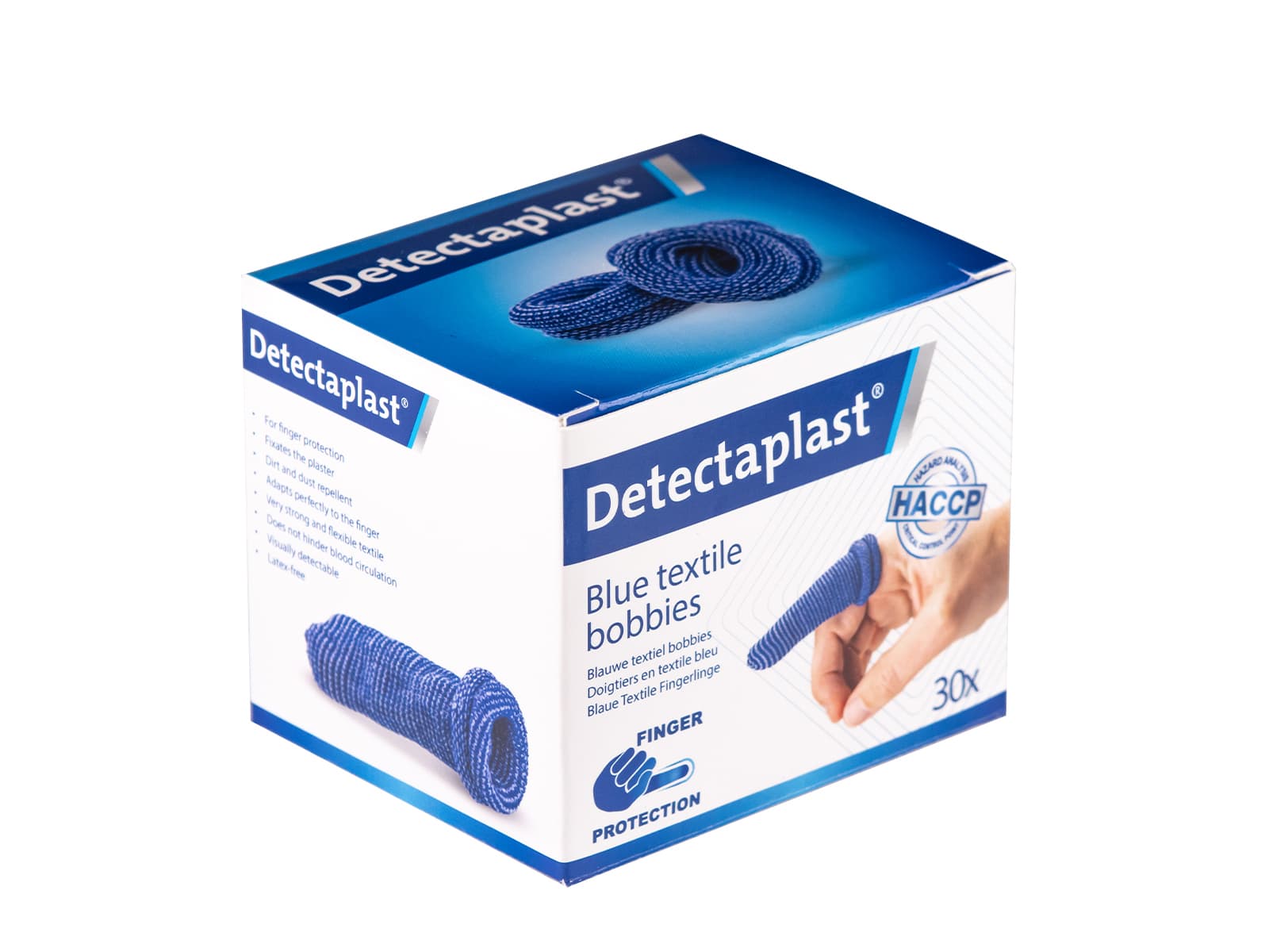Vingerlingen Detectaplast textiel blauw 30 stuks 3