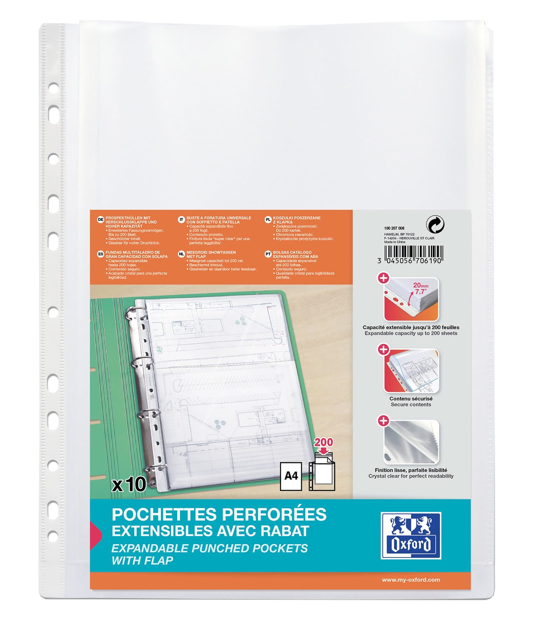Showtas Oxford A4 PP 200µ glashelder met sluitklep 10 stuks 2