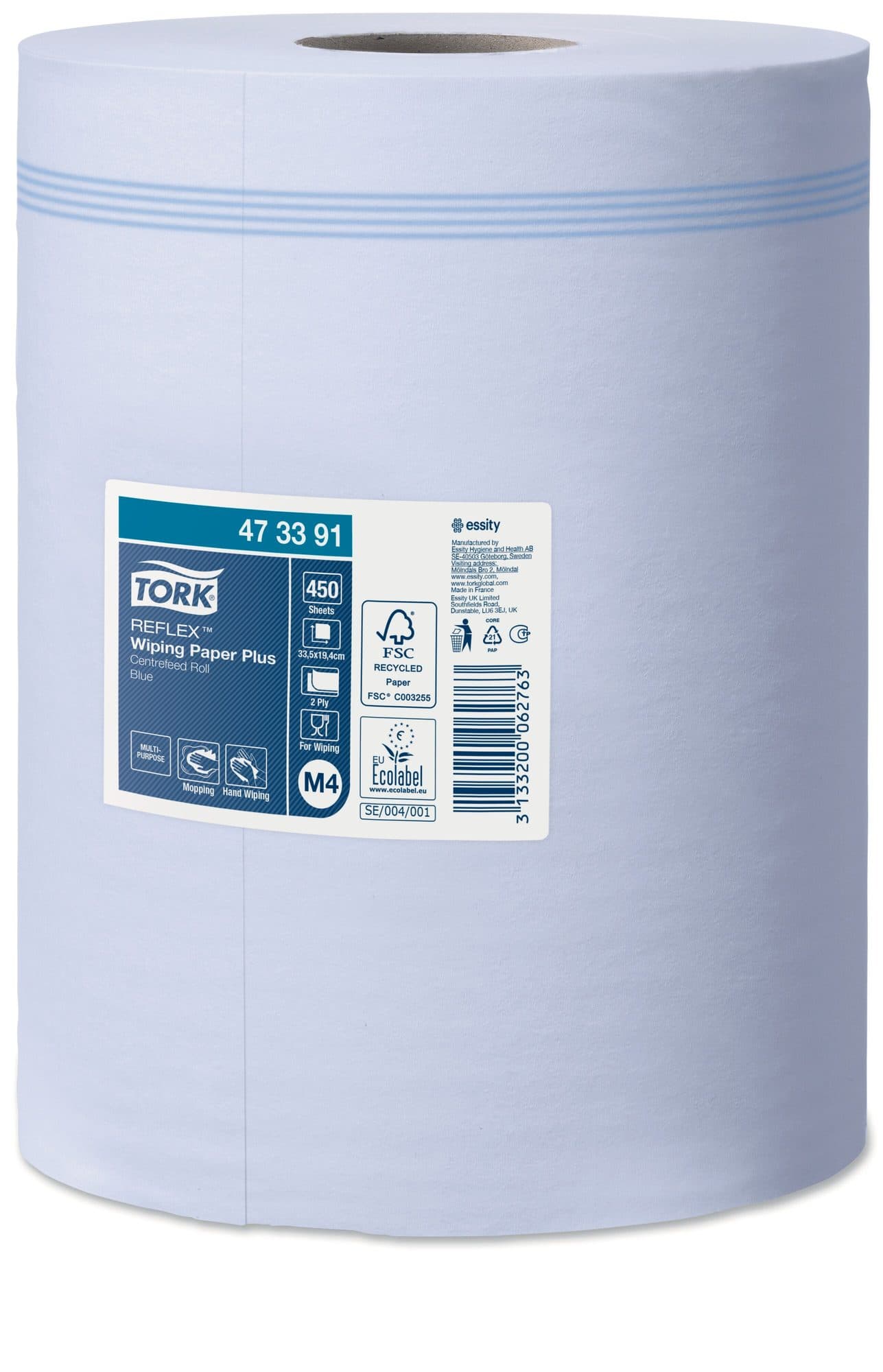 Poetspapier Tork M4 Reflex Plus Advanced 2-laags 450 vel blauw 473391 2