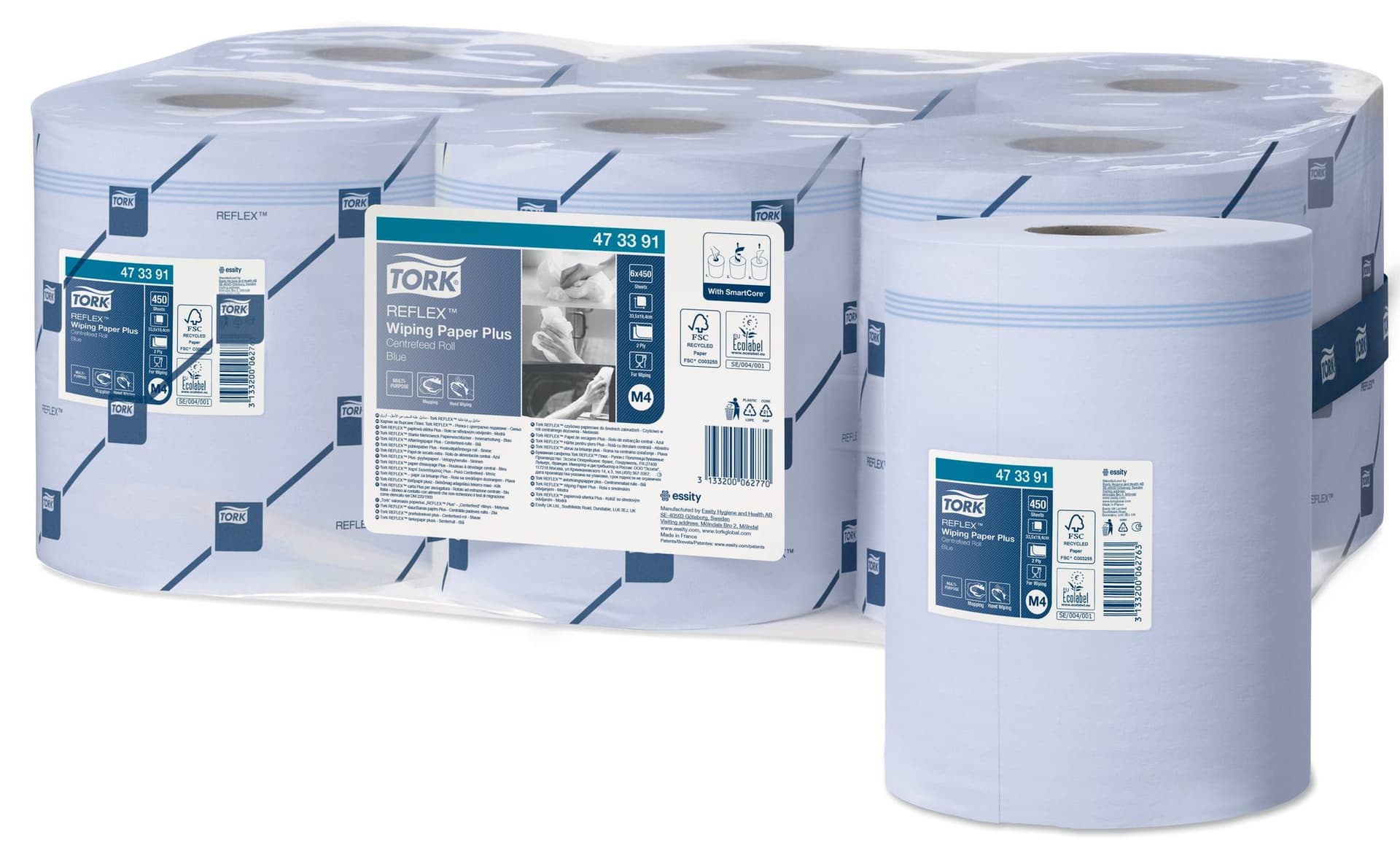 Poetspapier Tork M4 Reflex Plus Advanced 2-laags 450 vel blauw 473391 3