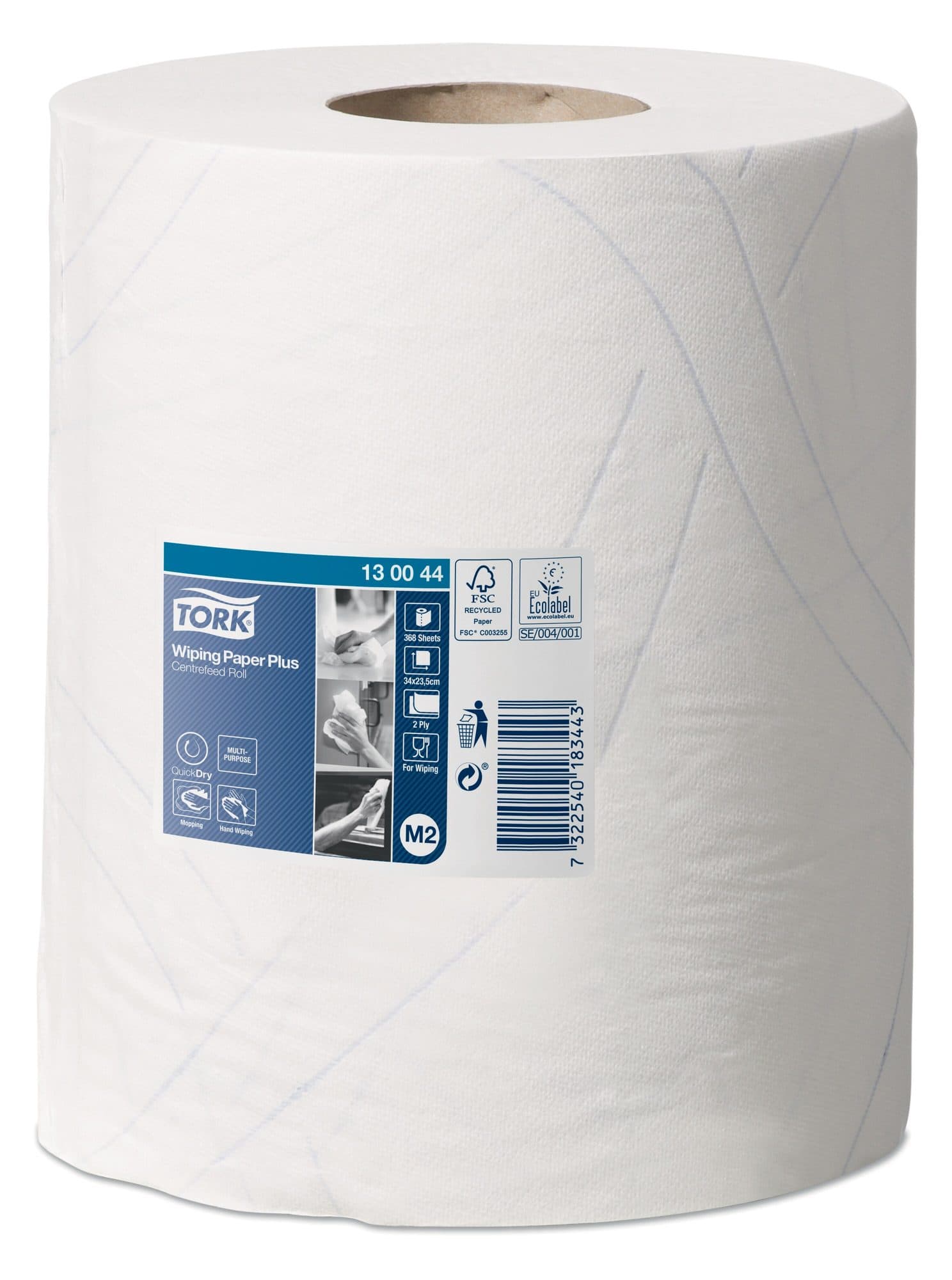 Poetspapier Tork M2 Plus Premium 2-laags 125m wit 130044 2