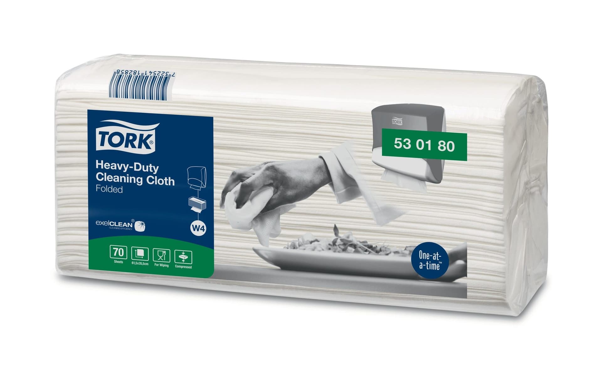 Reinigingsdoek Tork W4 Premium Heavy-Duty gevouwen 1-laags 4x70 vel wit 530180 2