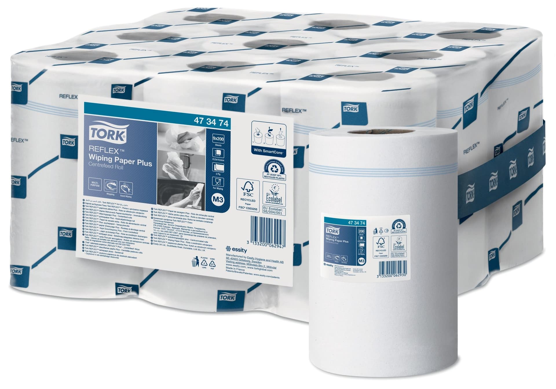 Poetspapier Tork M3 Reflex Plus Advanced 2-laags 200 vel wit 473474 3