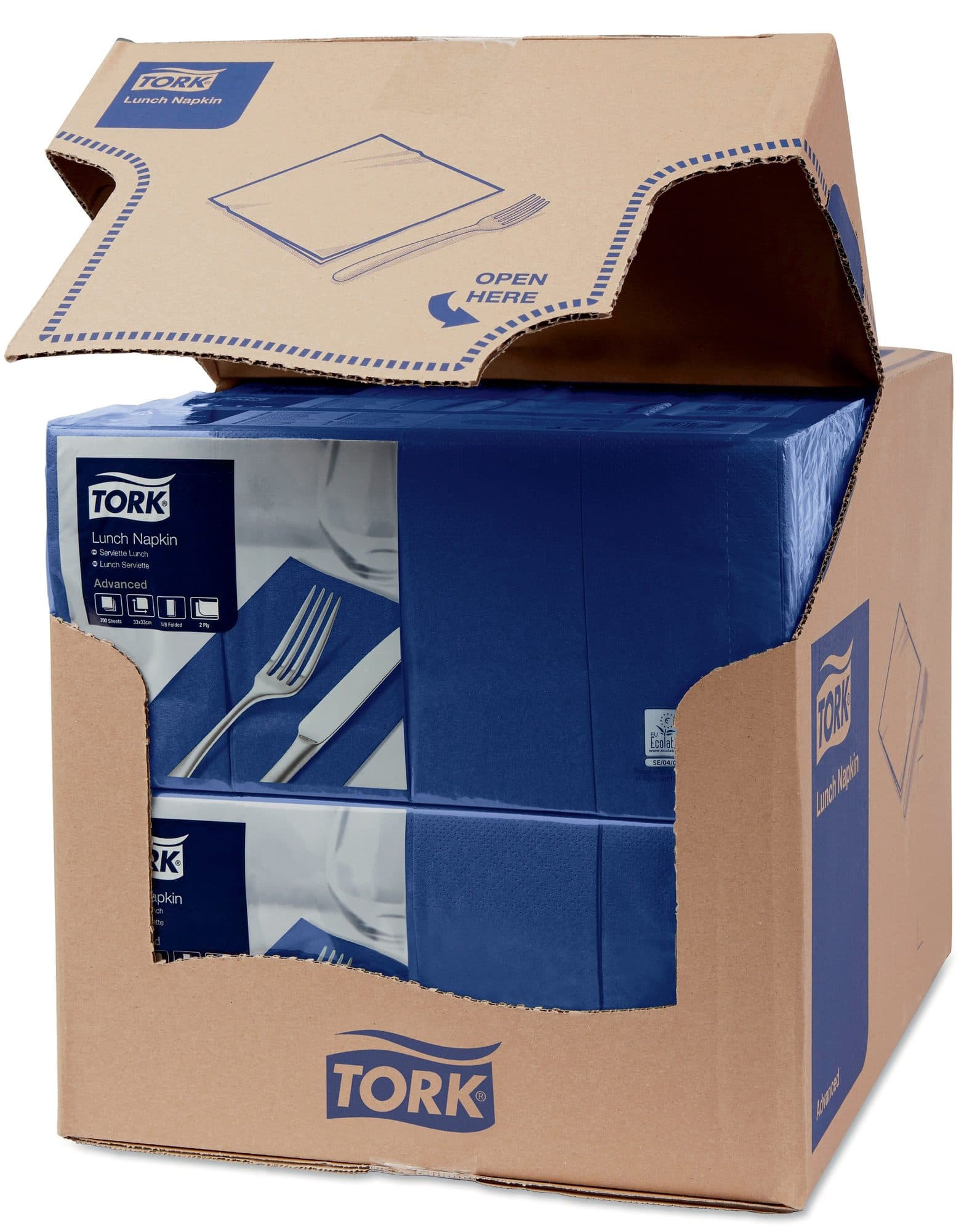 Lunchservet Tork Advanced 1/8 vouw 2-laags 328x325mm 200 vel donkerblauw 477421 3