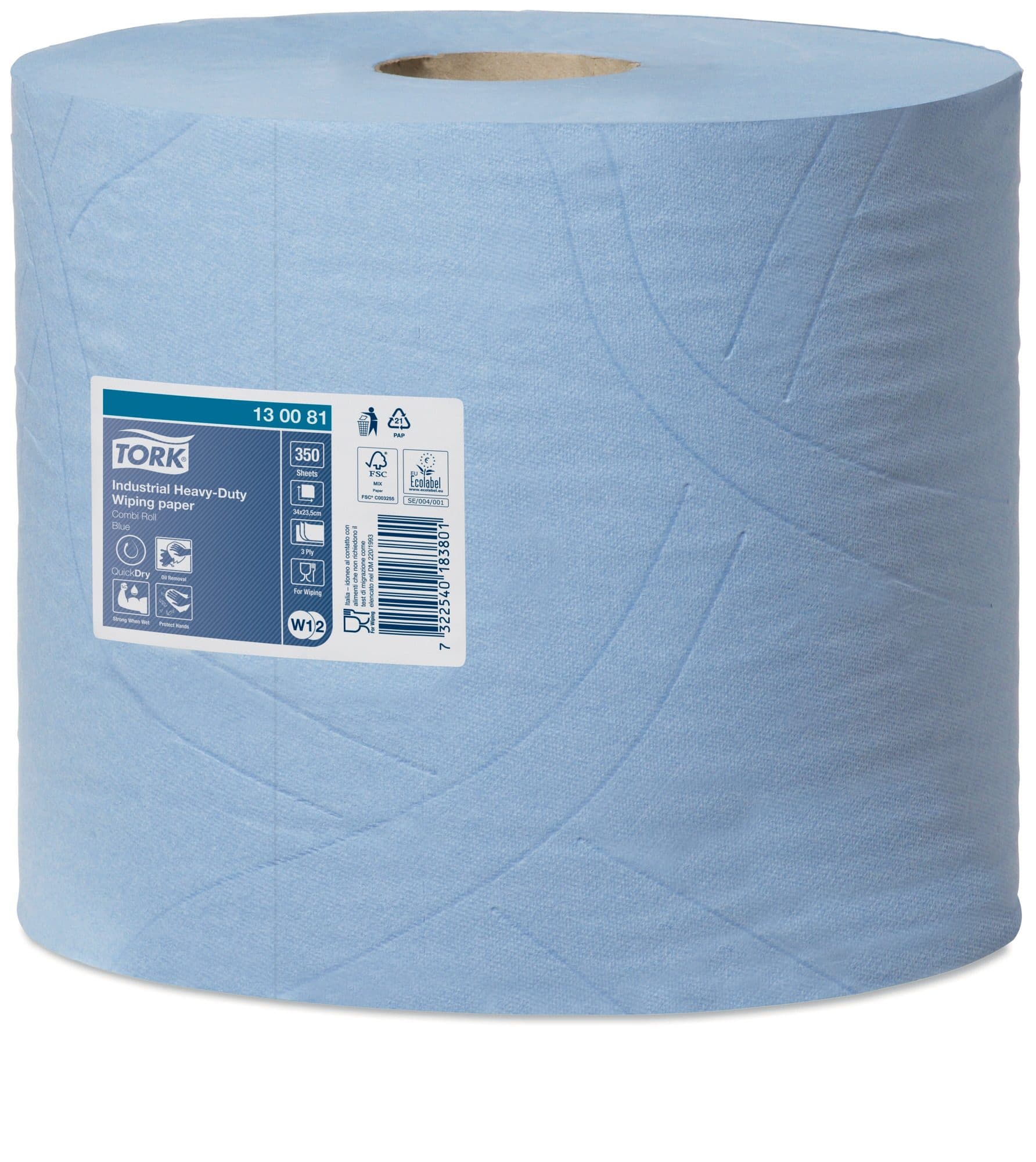 Poetspapier Tork W2 Heavy-Duty Industrial Premium 3-laags 350 vel blauw 130081 2
