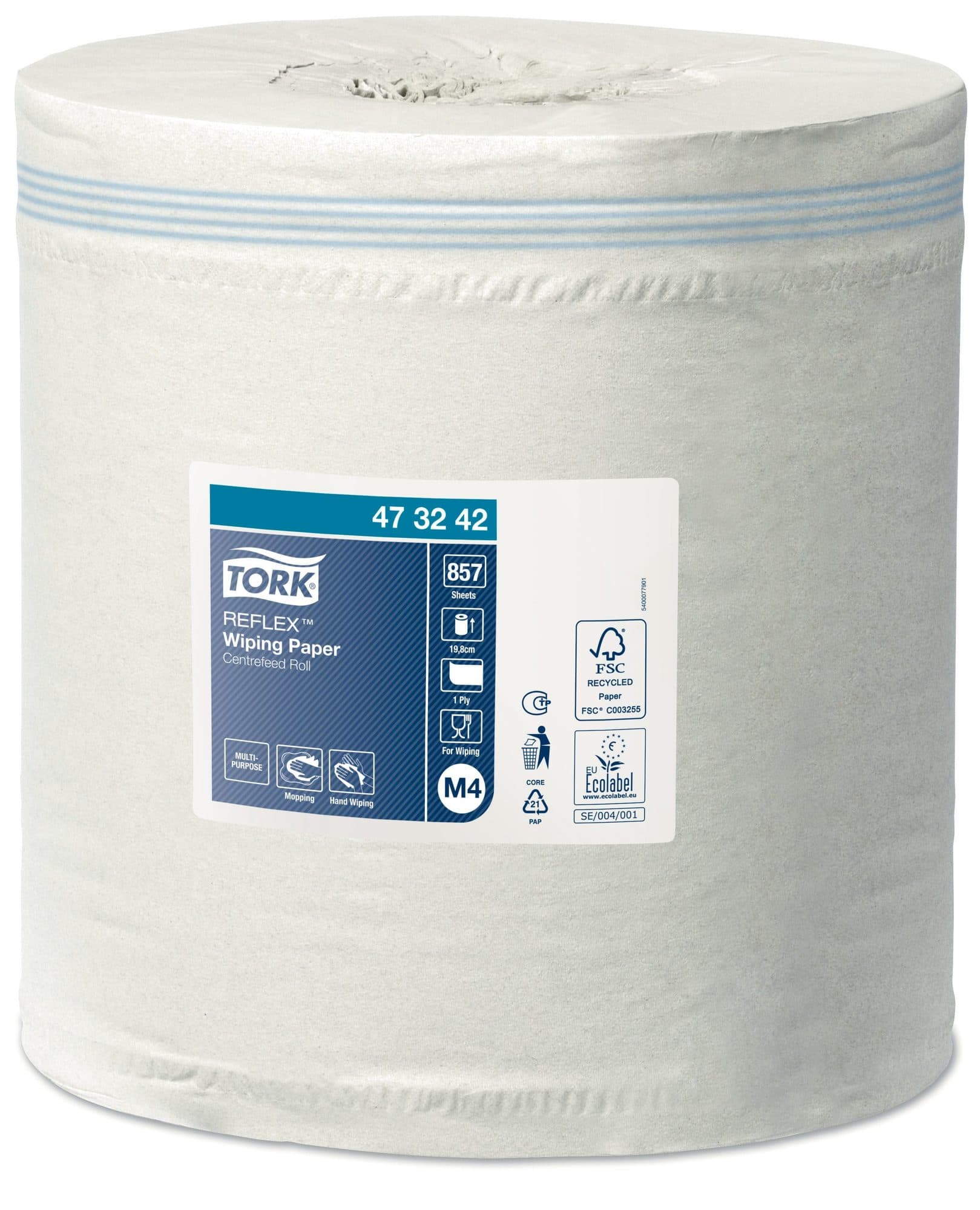 Poetspapier Tork M4 Reflex Advanced 1-laags 857 vel wit 473242 2