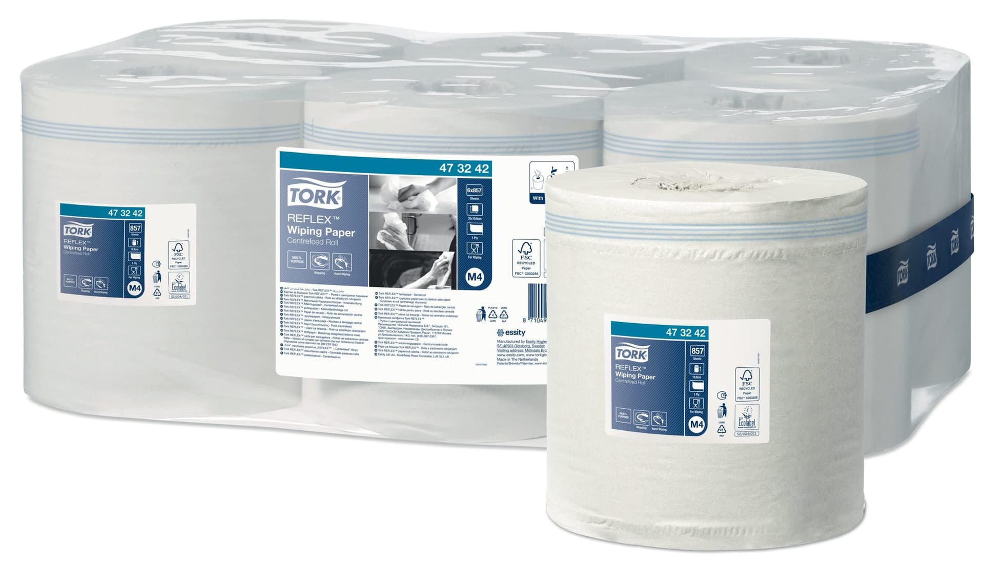 Poetspapier Tork M4 Reflex Advanced 1-laags 857 vel wit 473242 3