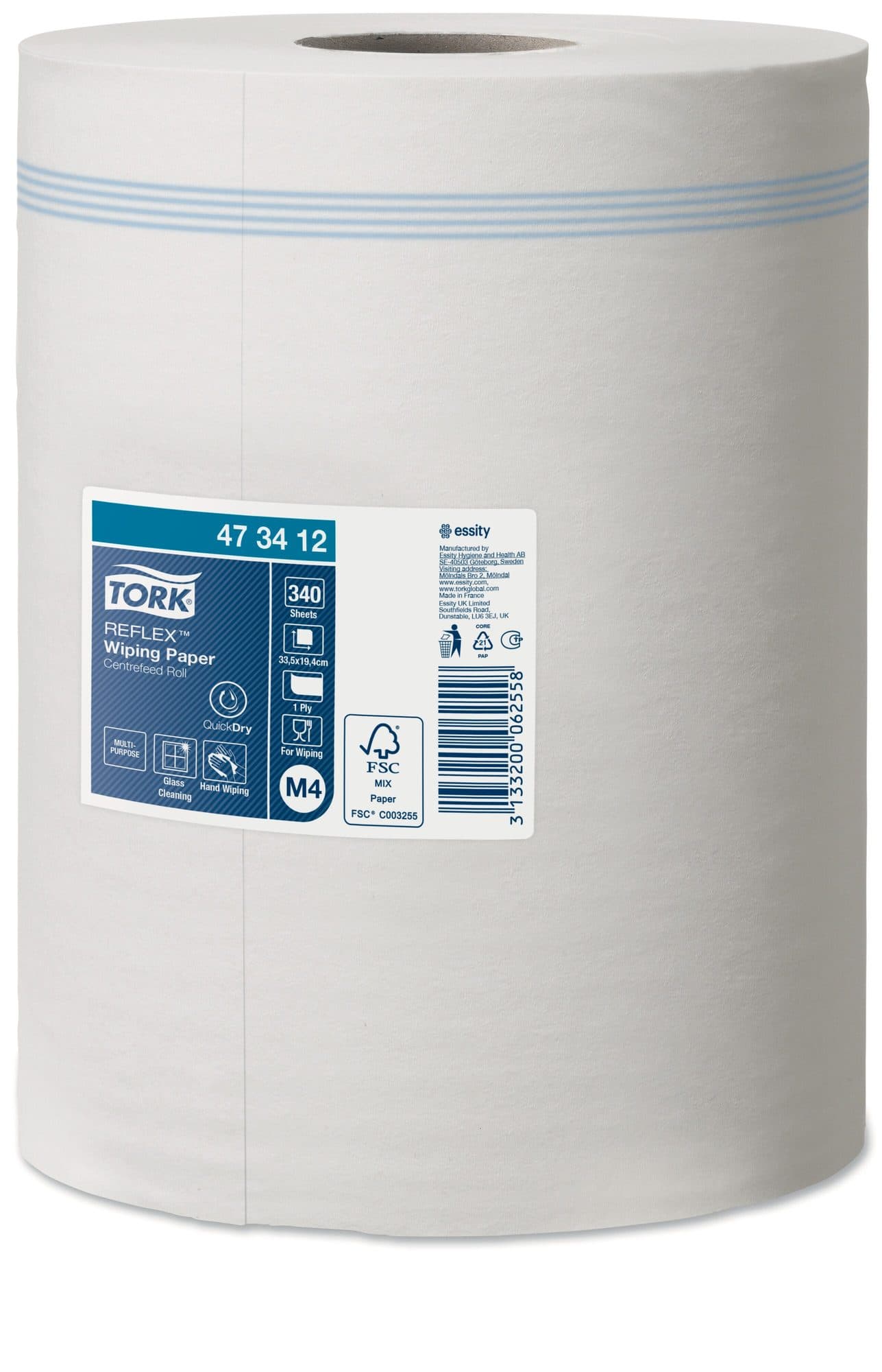 Poetspapier Tork M4 Reflex Premium 1-laags 340 vel wit 473412 2