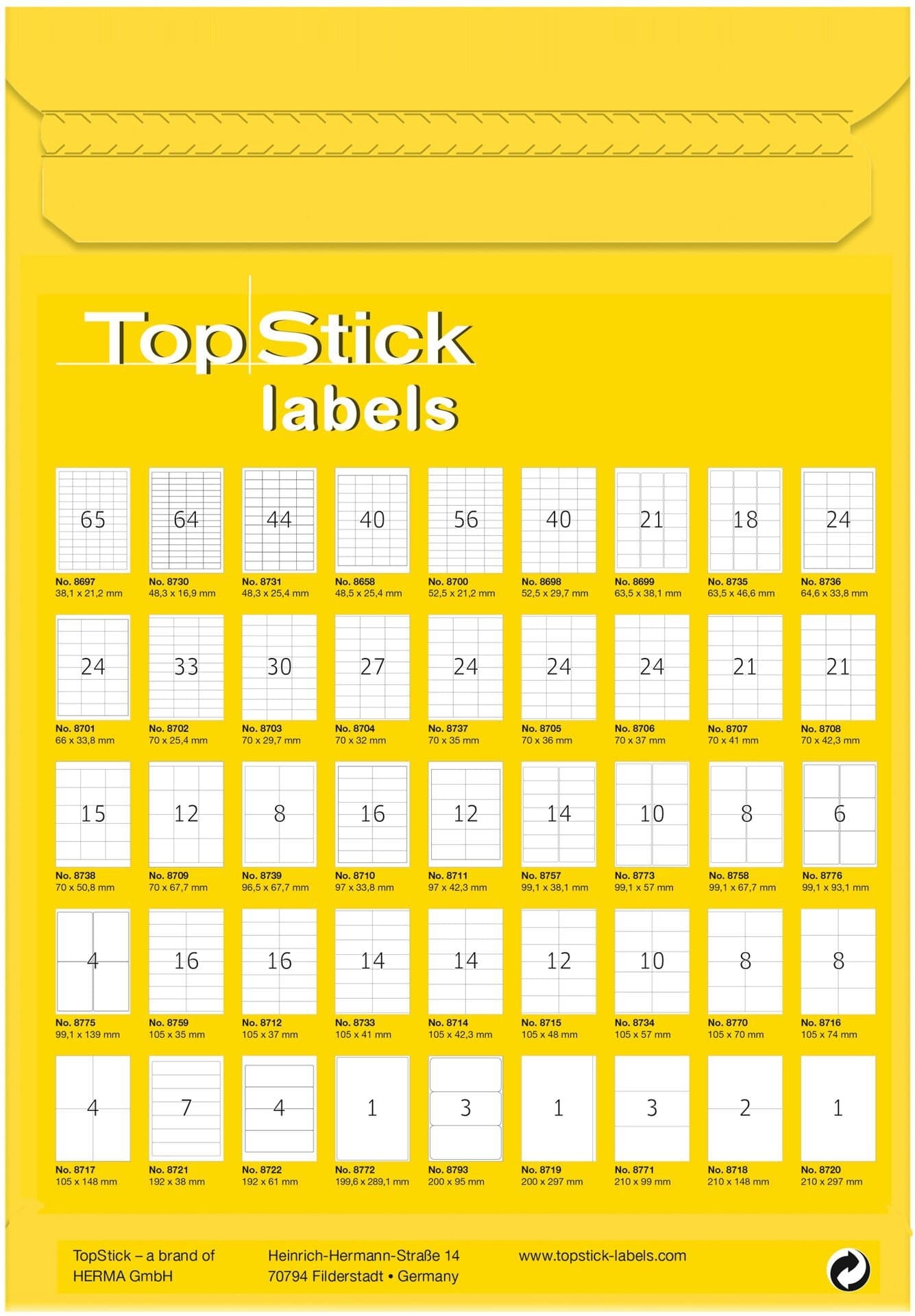 Etiket TopStick 8720 210x297mm wit 100 stuks 2