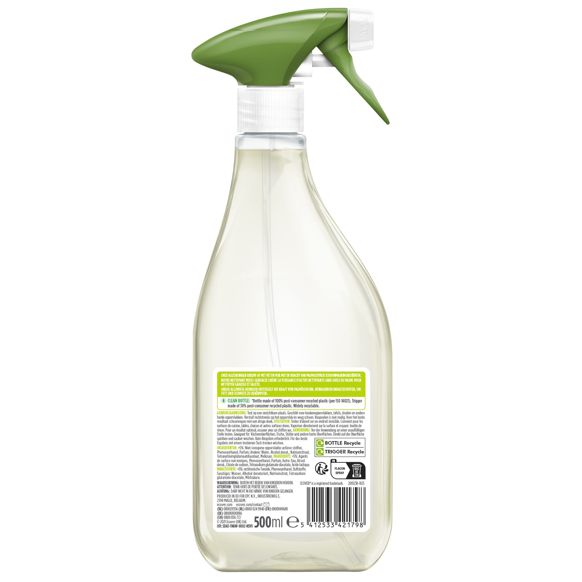 Allesreiniger Ecover citroengras & sinaasappel spray 500ml 2
