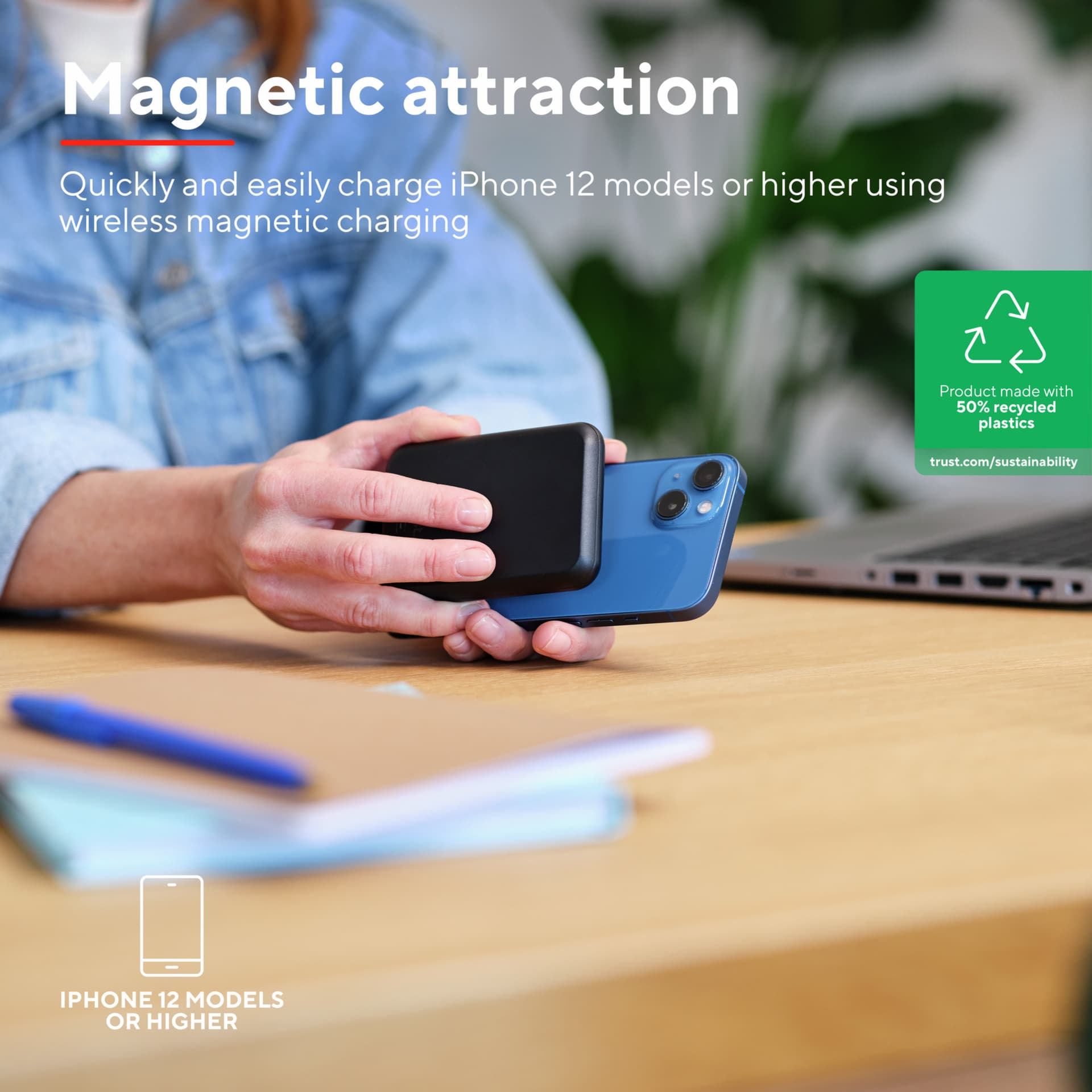 Powerbank Trust Magnetic draadloos 5000MAH zwart 5