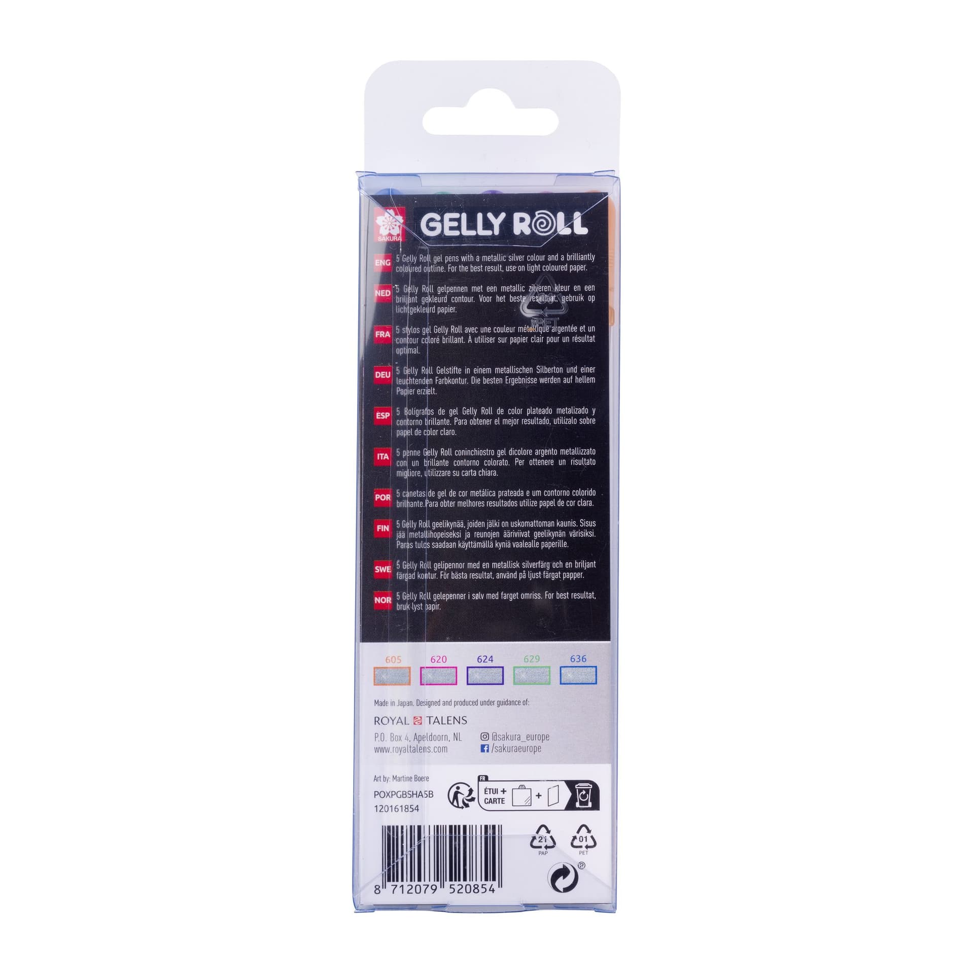 Gelschrijver Sakura Gelly Roll Silver Shadow set à 5 kleuren 3