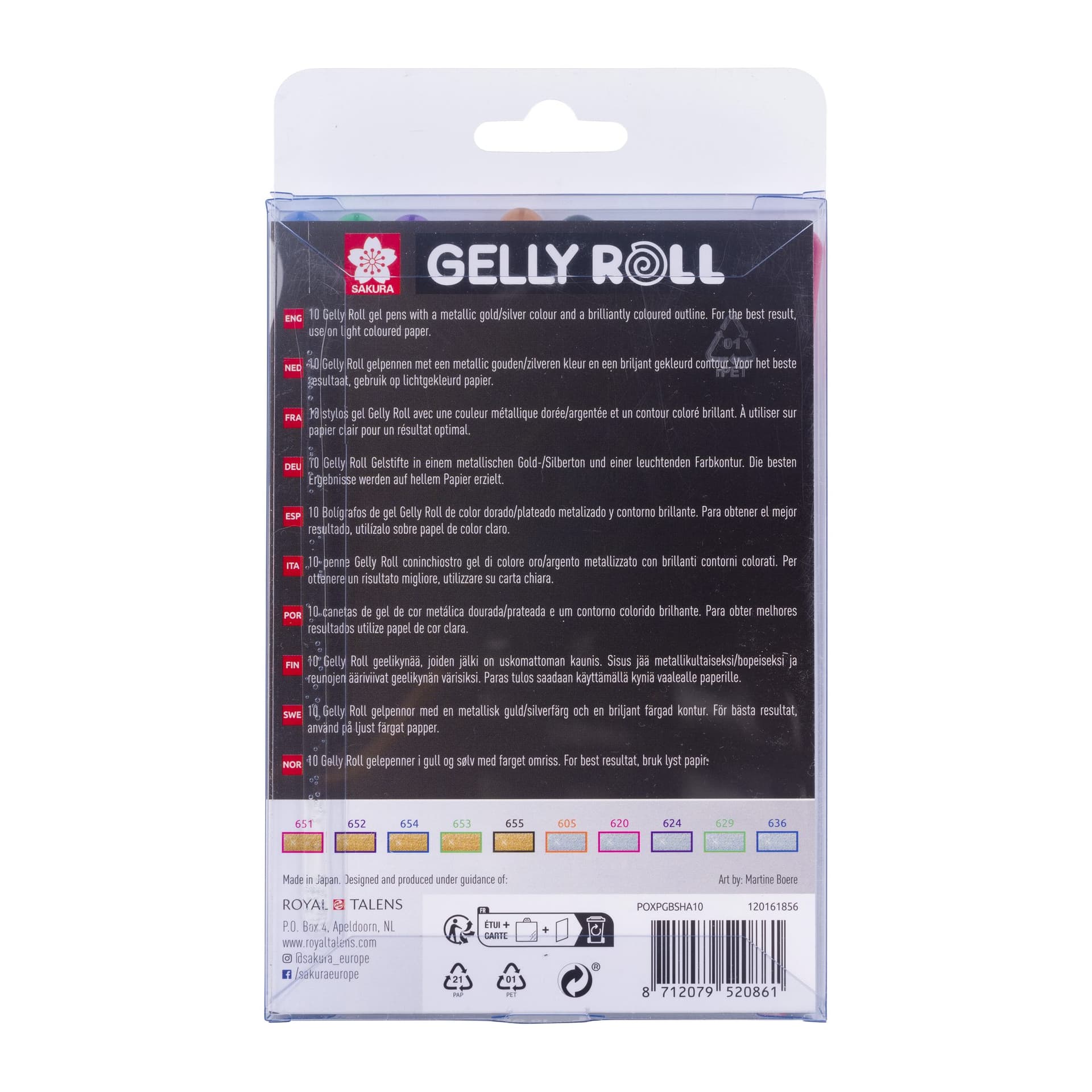 Gelschrijver Sakura Gelly Roll Gold Silver Shadow set à 10 kleuren 3