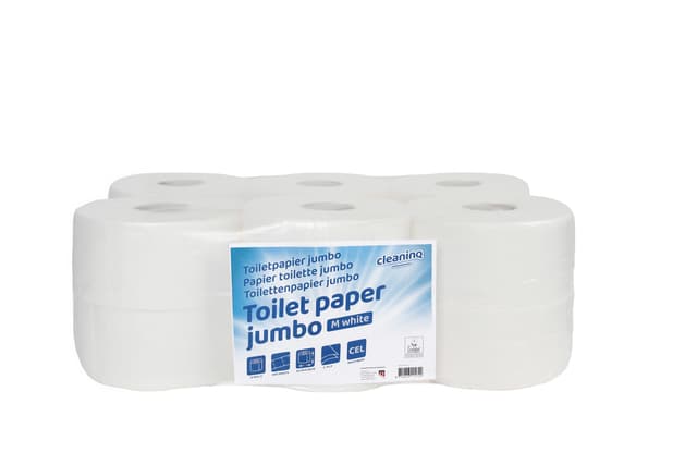 Toiletpapier Cleaninq T2 jumbo klein 2-laags 12x150m wit