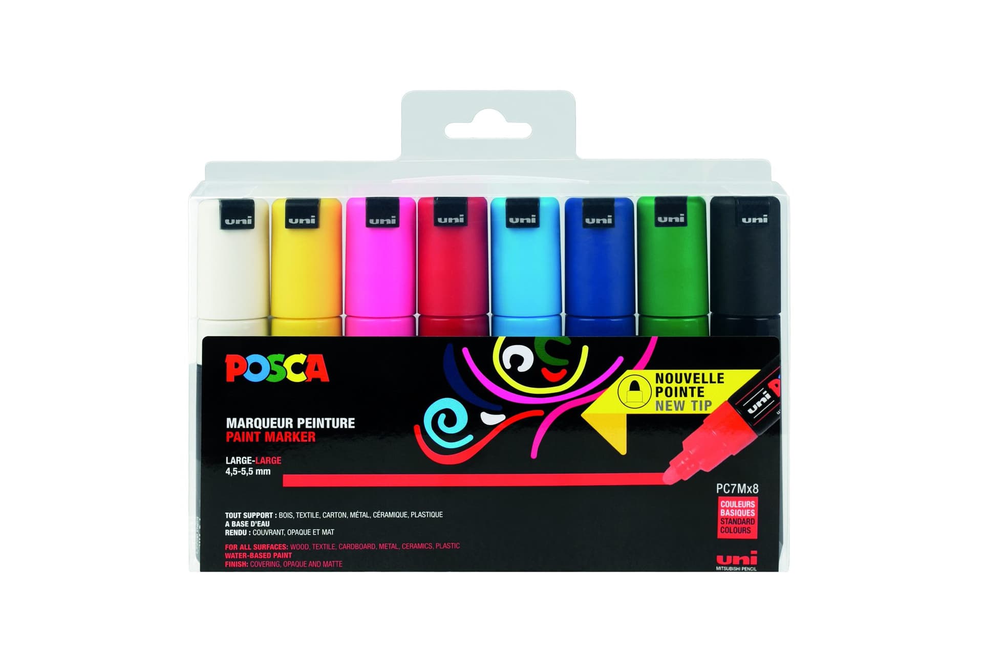 Paintmarker Uni POSCA PC7M breed assorti set à 8 stuks