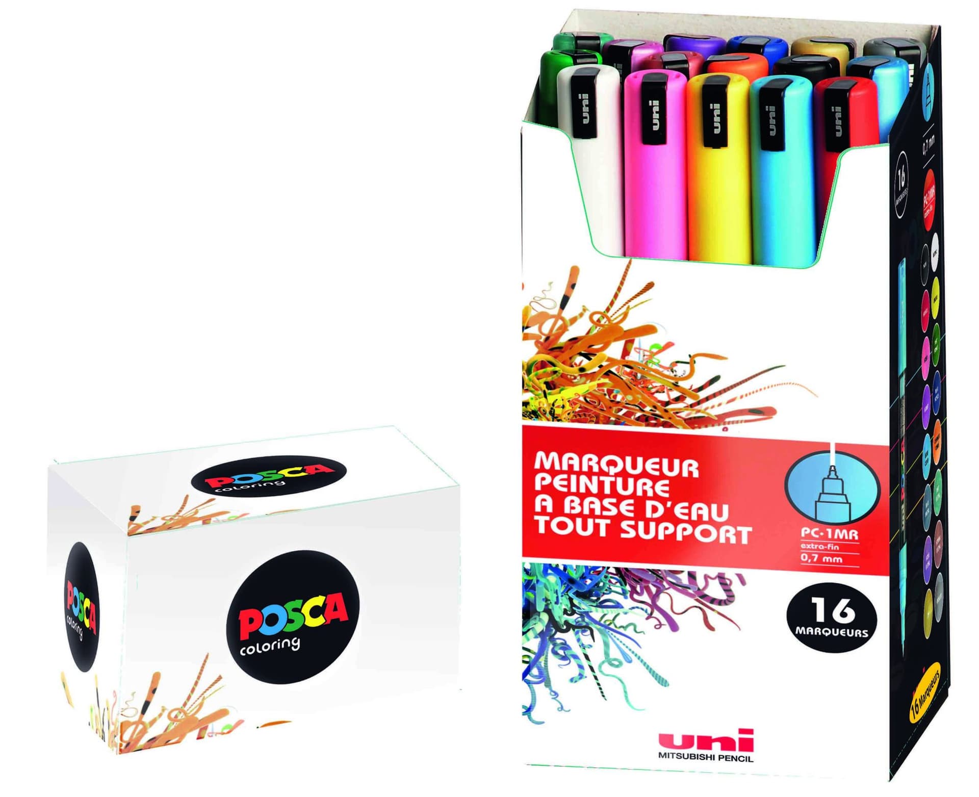 Paintmarker Uni POSCA PC1MR extra fijn assorti set à 16 stuks
