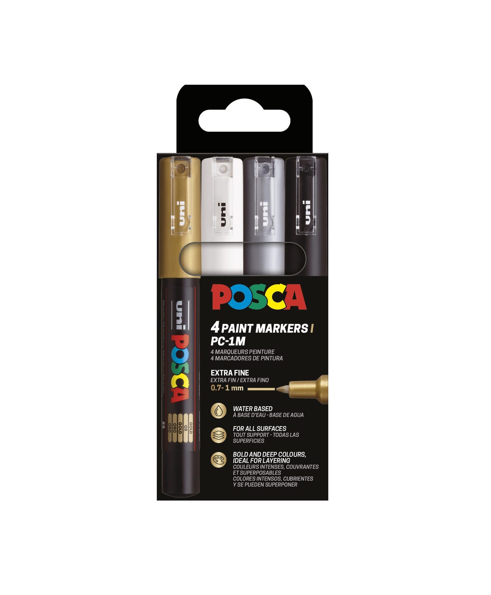 Paintmarker Uni POSCA PC1MC extra fijn assorti set à 4 stuks